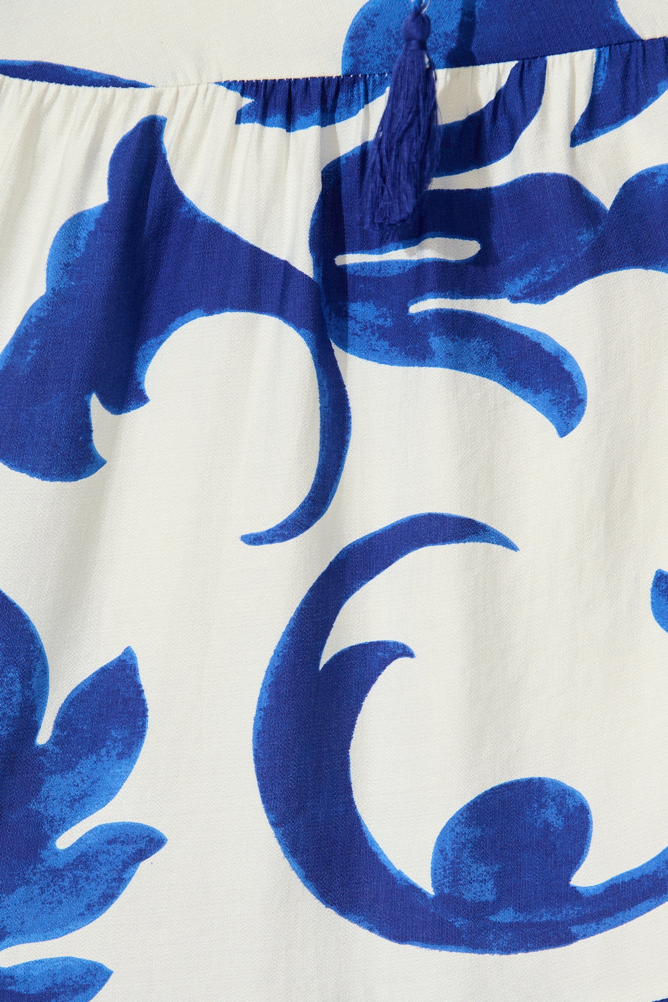 Effia Midi Dress in Blue and White Leaf Print - Image 6