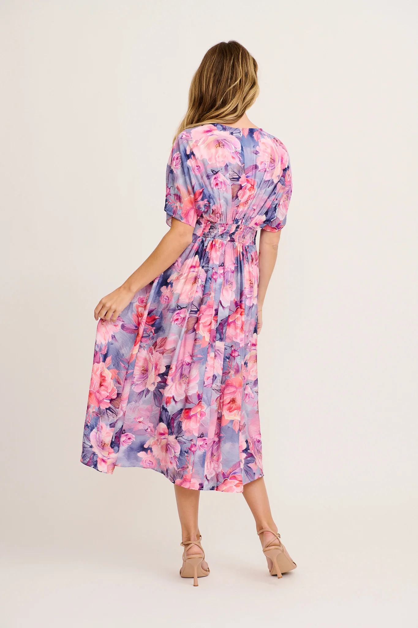 Elegance Echo Maxi Dress in Blue with Lilac Floral - Image 5