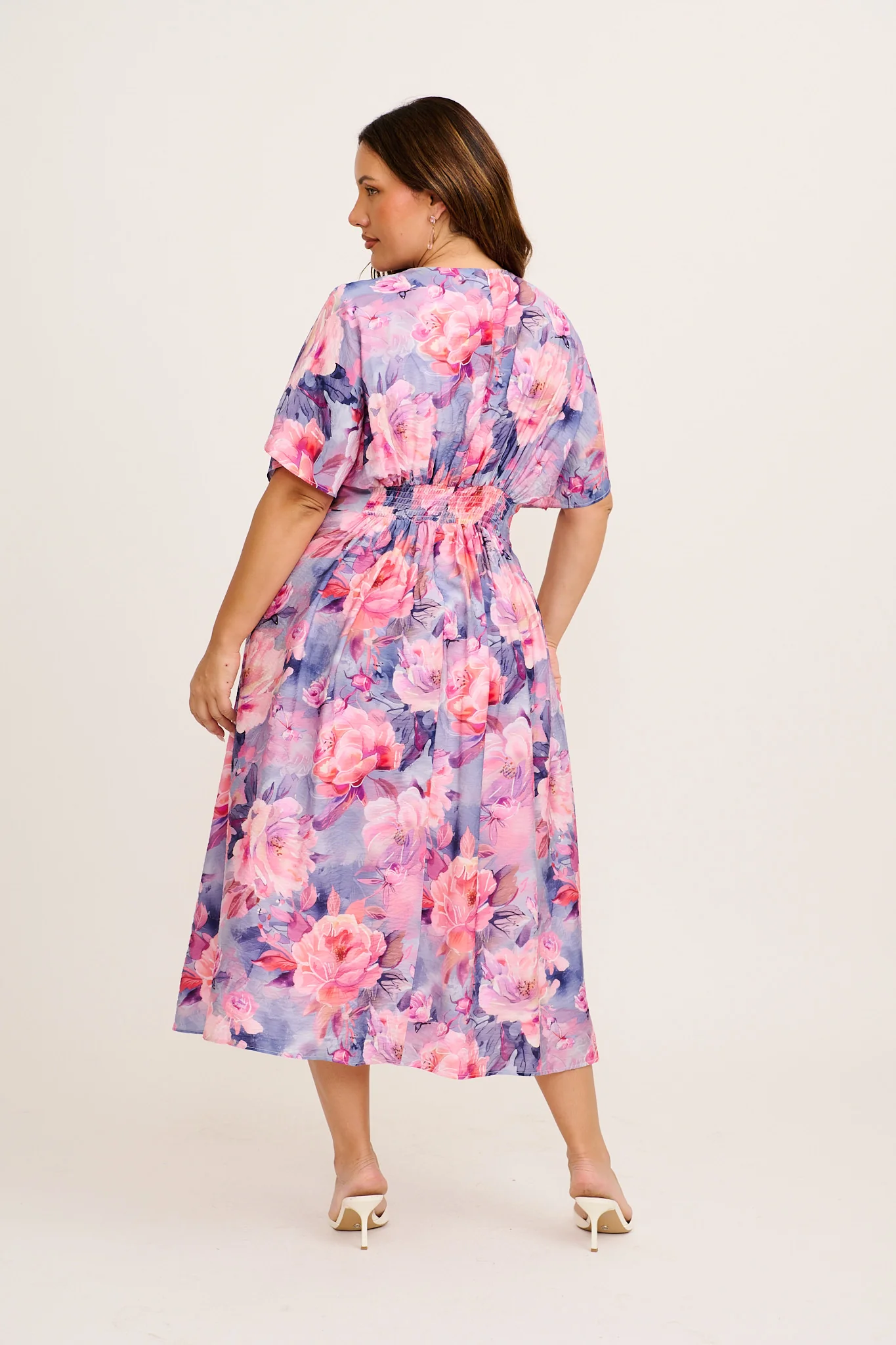 Elegance Echo Maxi Dress in Blue with Lilac Floral - Image 8