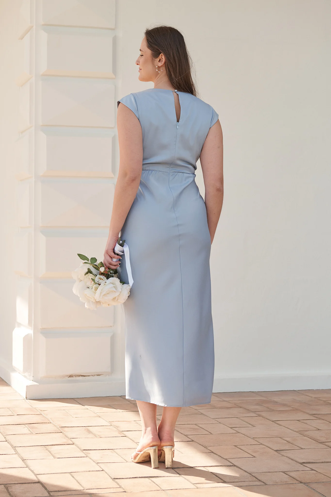 Elegant Devotion Maxi Dress in Ice Blue Satin - Image 7