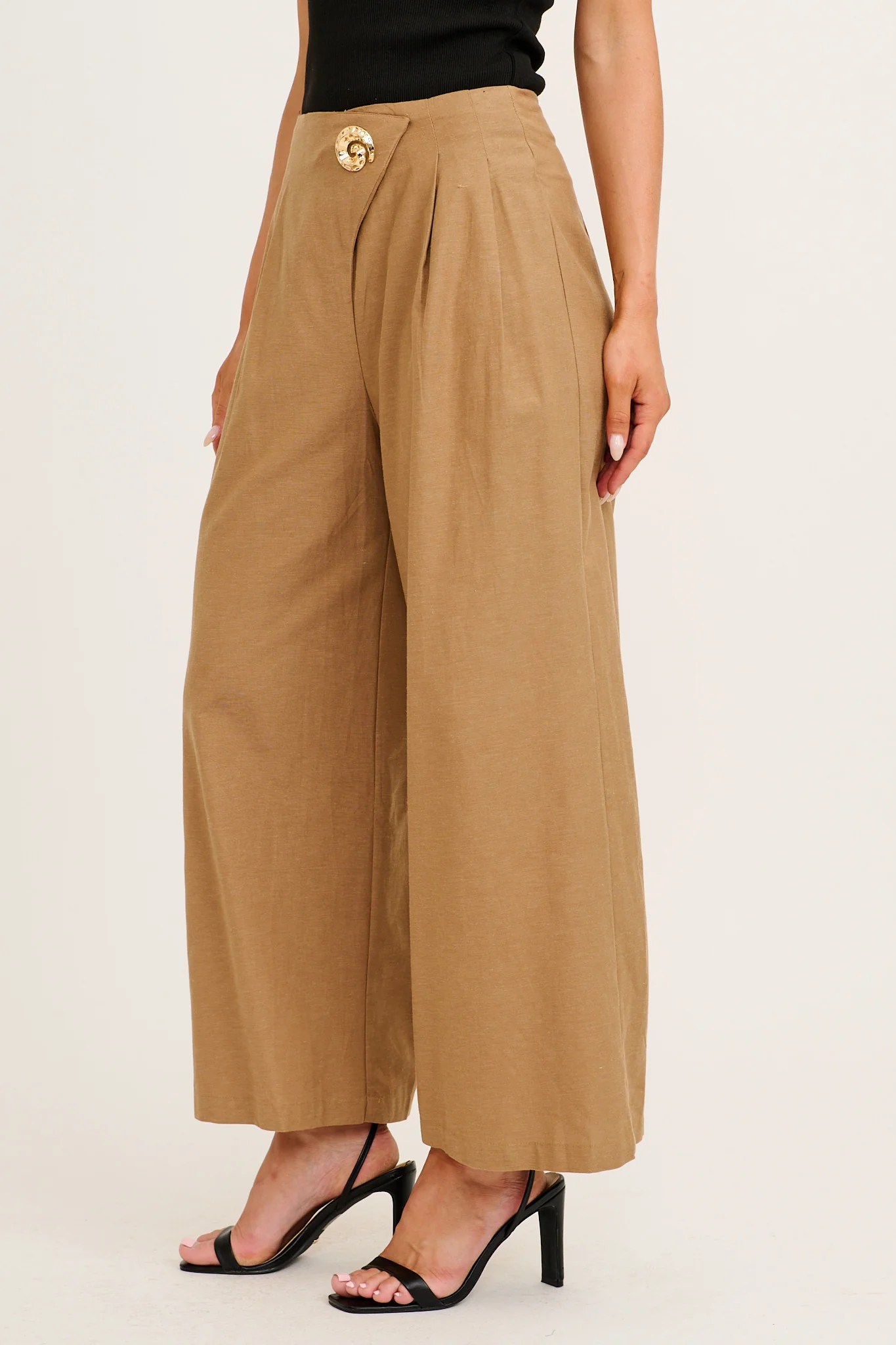 Elements Pant in Taupe Cotton Linen - Image 2