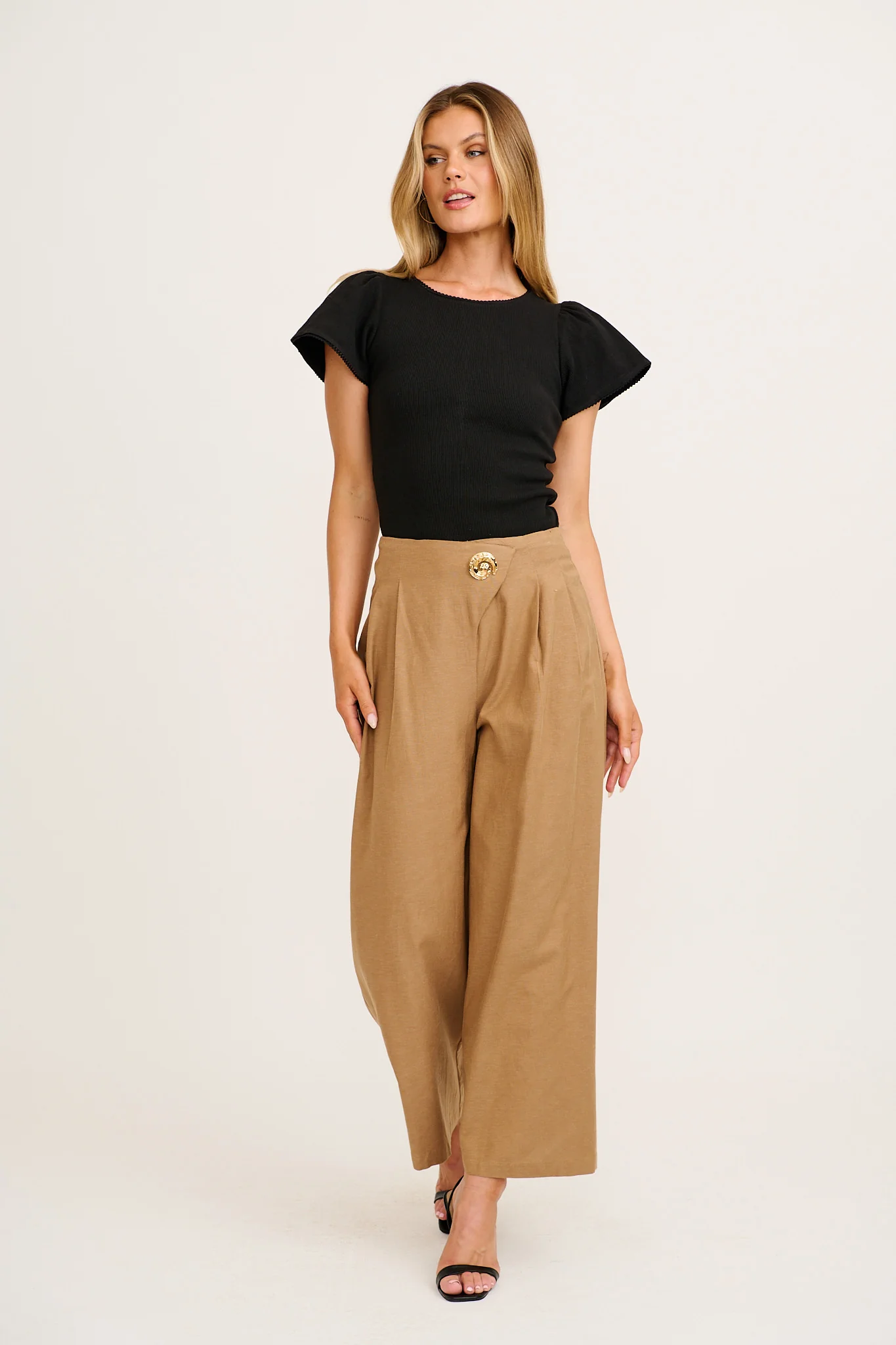 Elements Pant in Taupe Cotton Linen - Image 4
