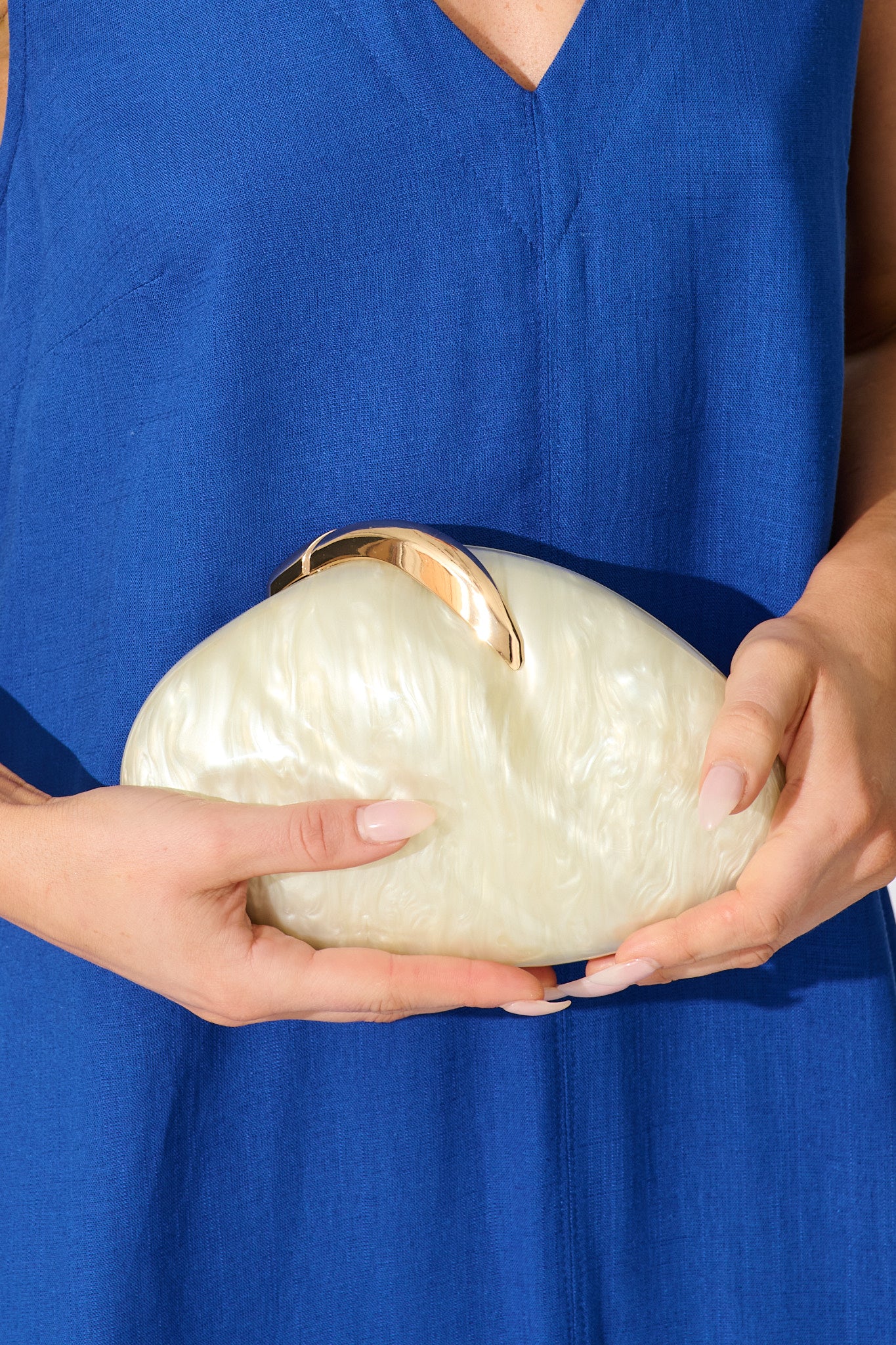 Elena Clutch Bag in Pearl Shell Acrylic - Image 4