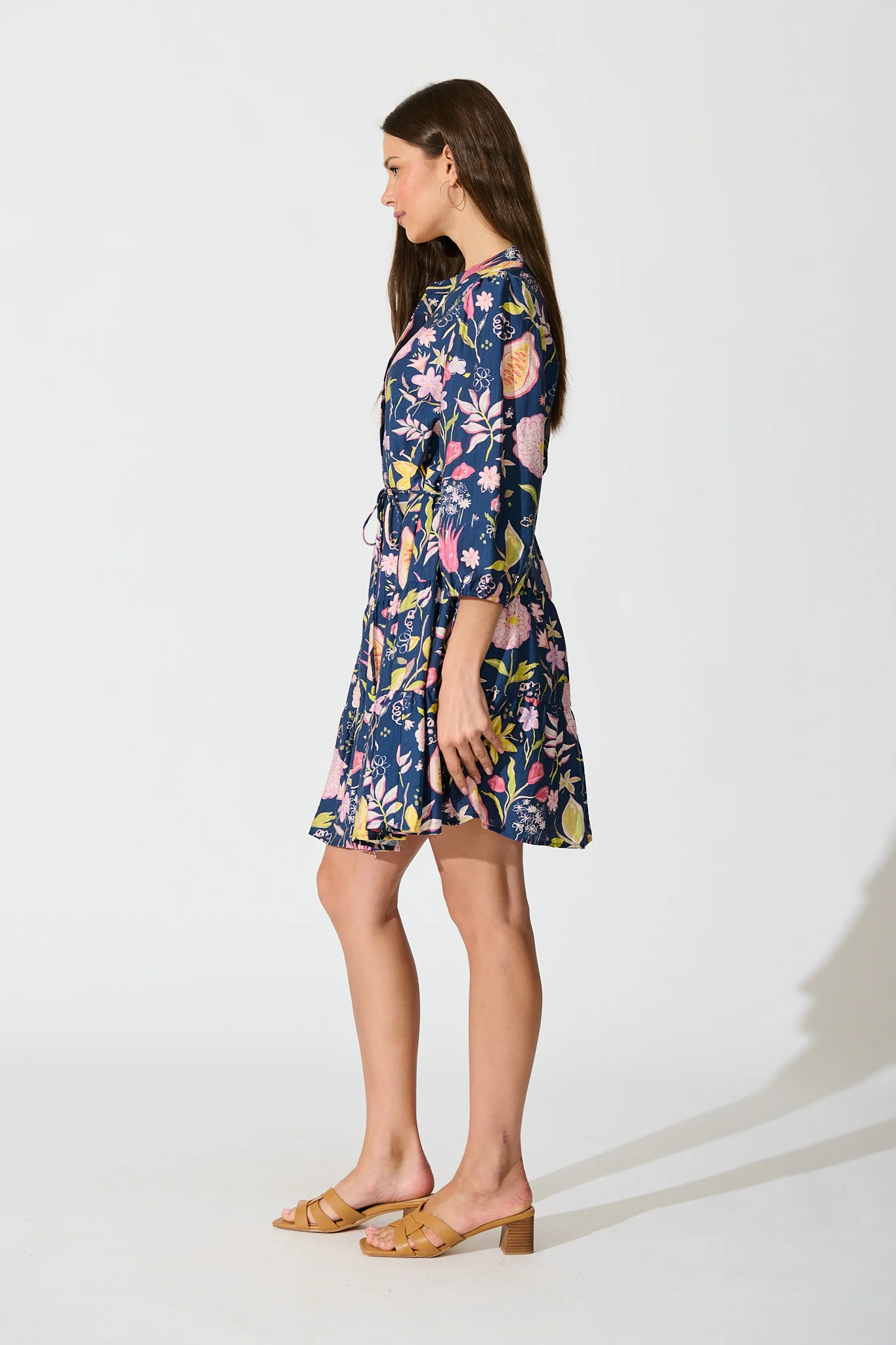 Elina Dress in Navy with Multi Floral - Image 3