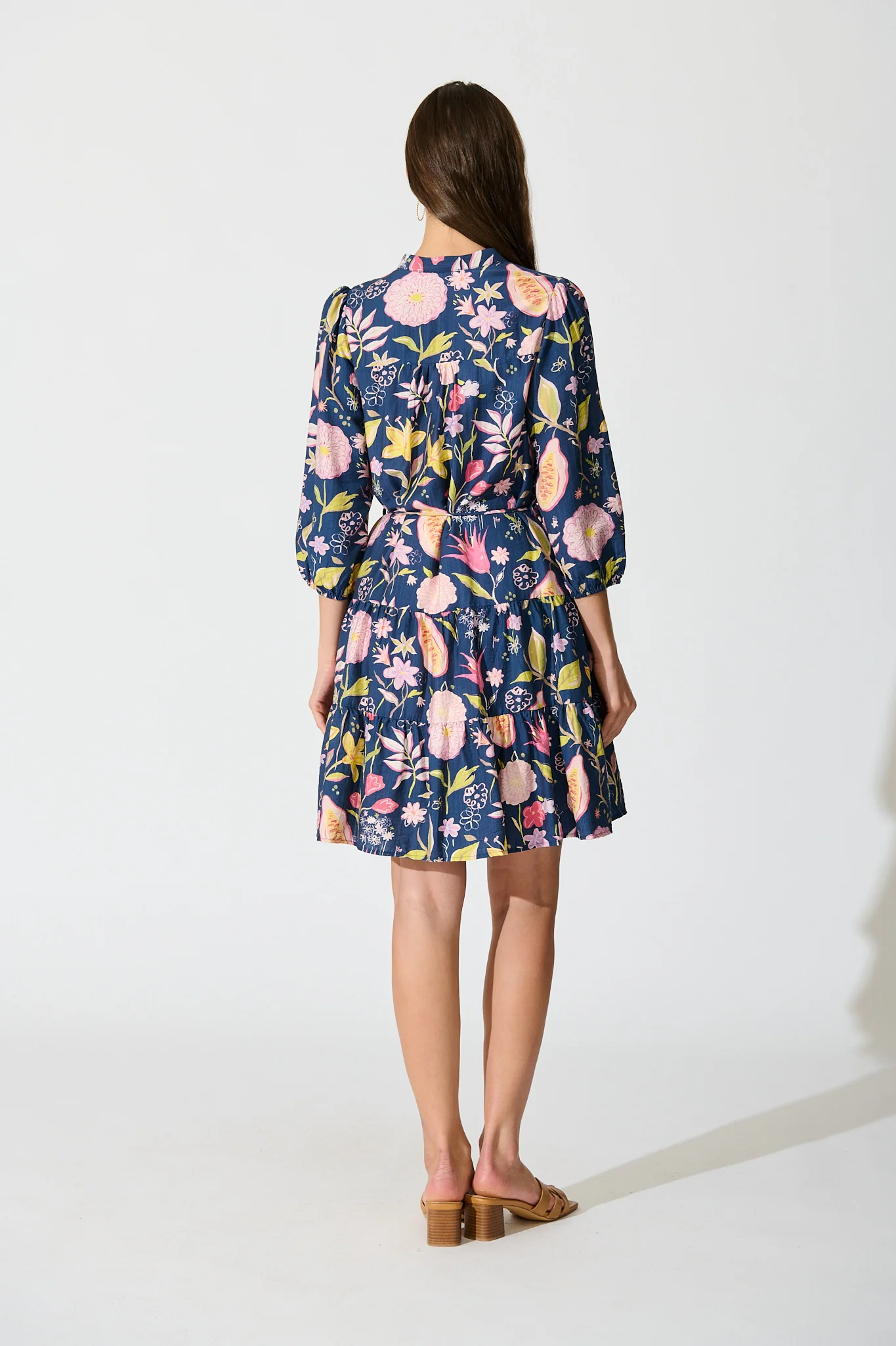 Elina Dress in Navy with Multi Floral - Image 4