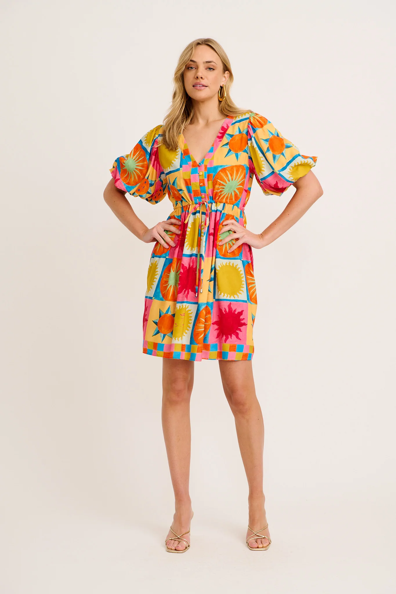 Elka Dress in Multi Tile Print