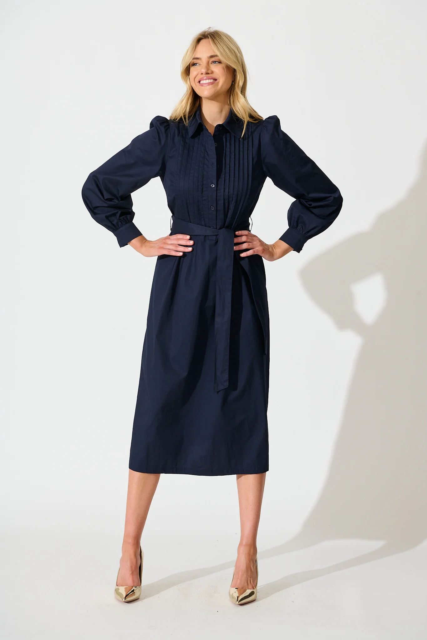 Ellery Midi Dress in Navy Cotton - Image 2