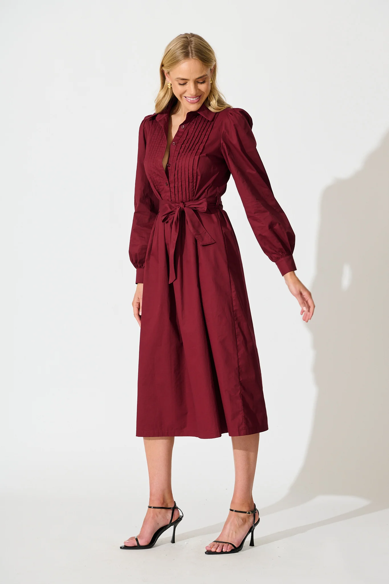 Ellery Midi Dress in Wine Cotton - Image 3