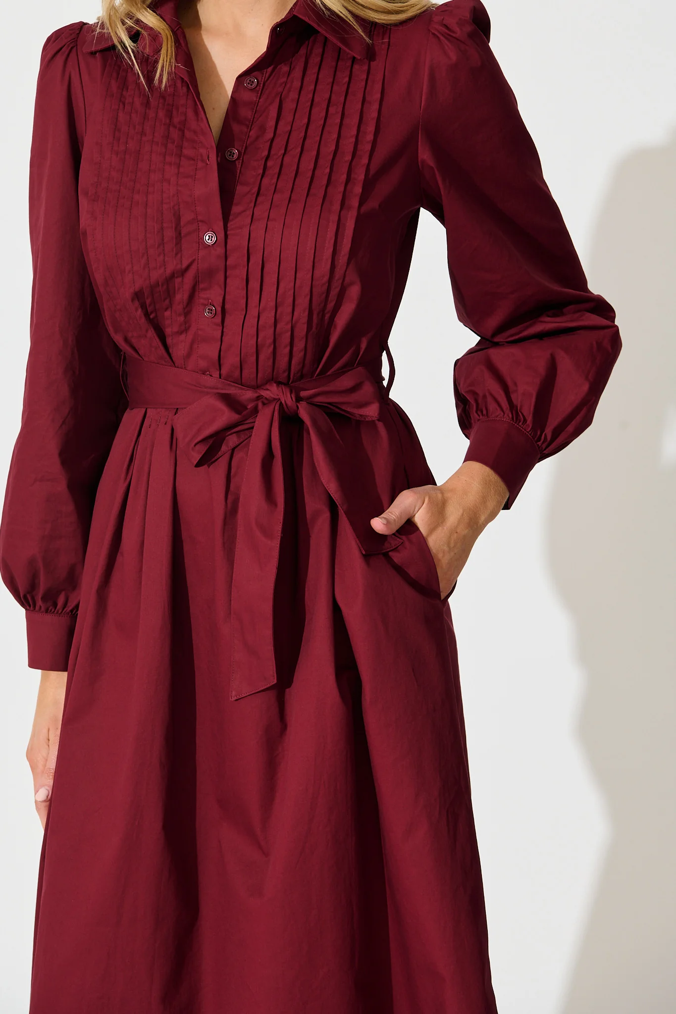 Ellery Midi Dress in Wine Cotton - Image 5