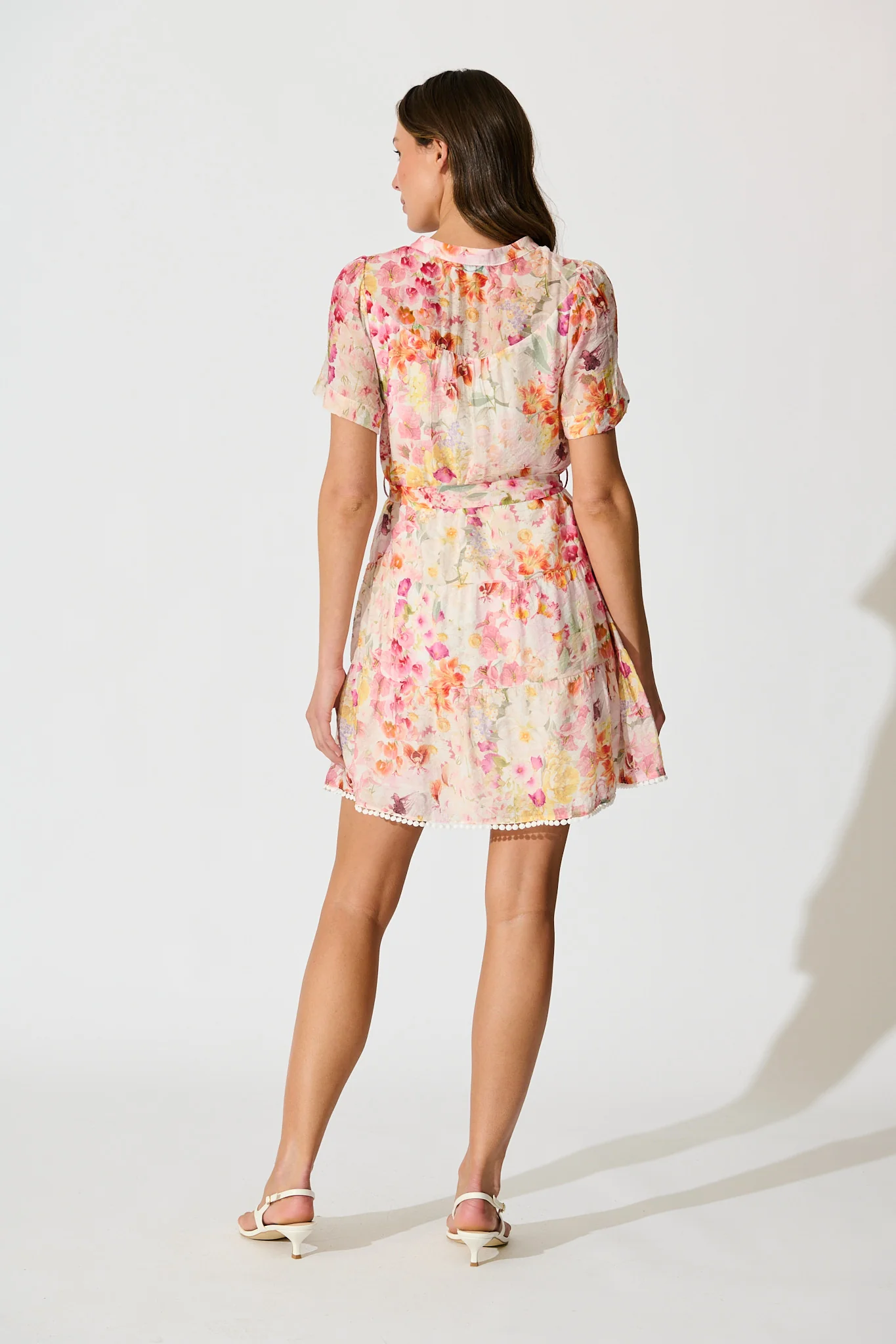 Elma Dress in Pink with Multi Watercolour Floral - Image 4