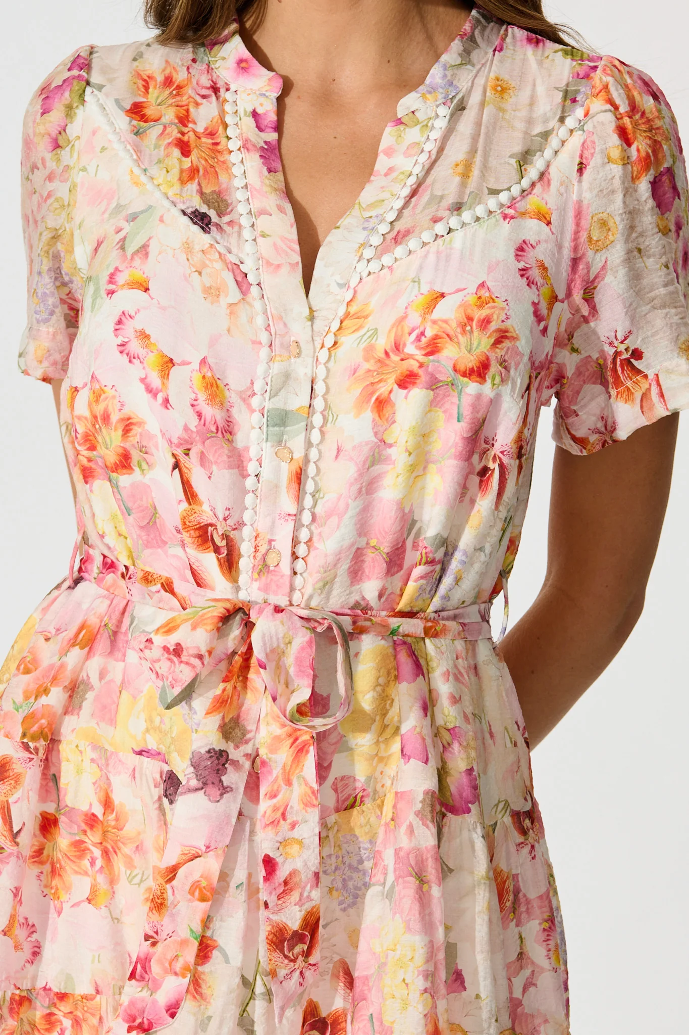 Elma Dress in Pink with Multi Watercolour Floral - Image 5