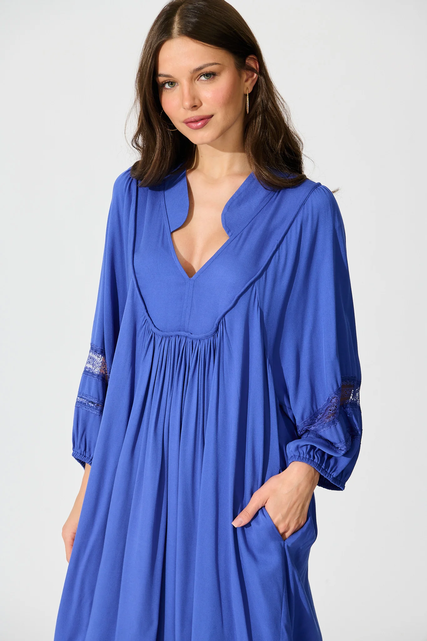 Elsey Smock Dress In Bright Blue - Image 2
