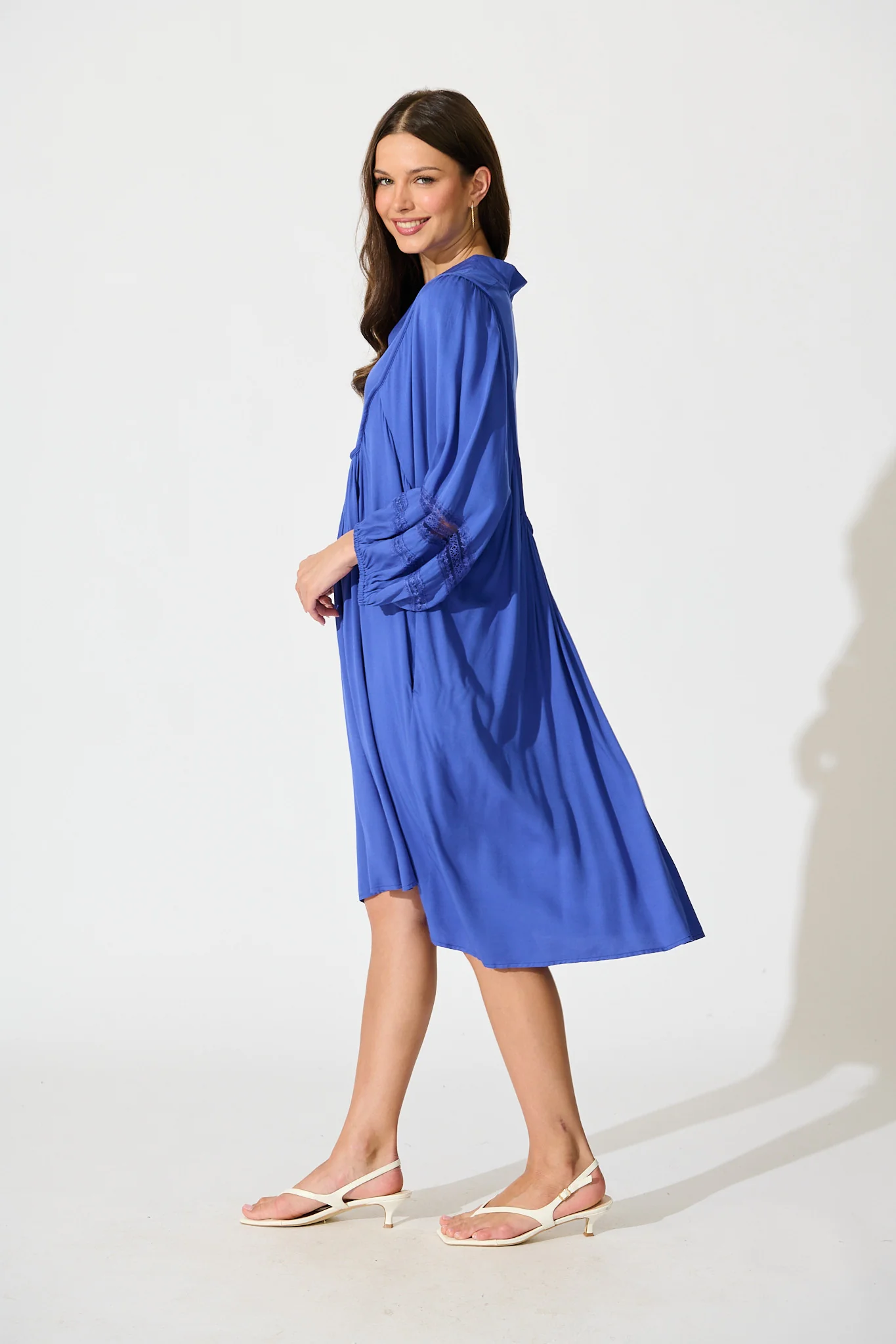 Elsey Smock Dress In Bright Blue - Image 3