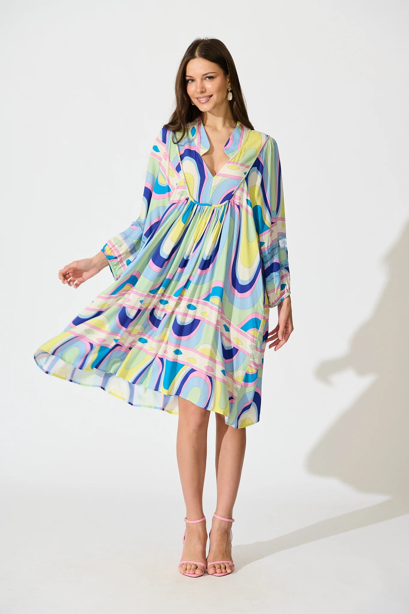 Elsey Smock Dress in Multi Print