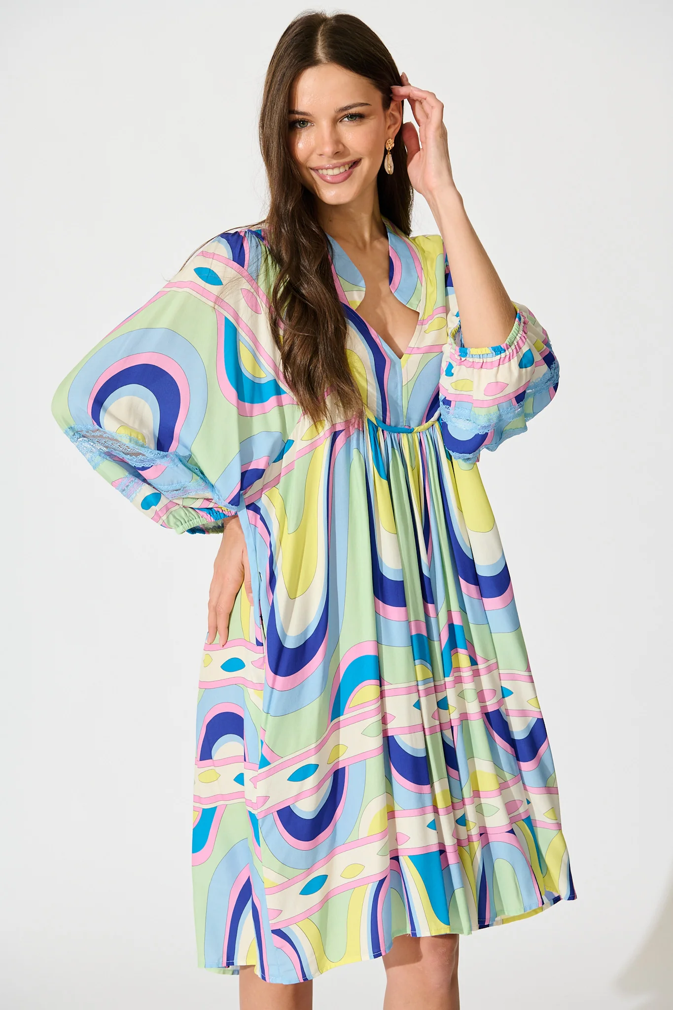 Elsey Smock Dress in Multi Print - Image 2