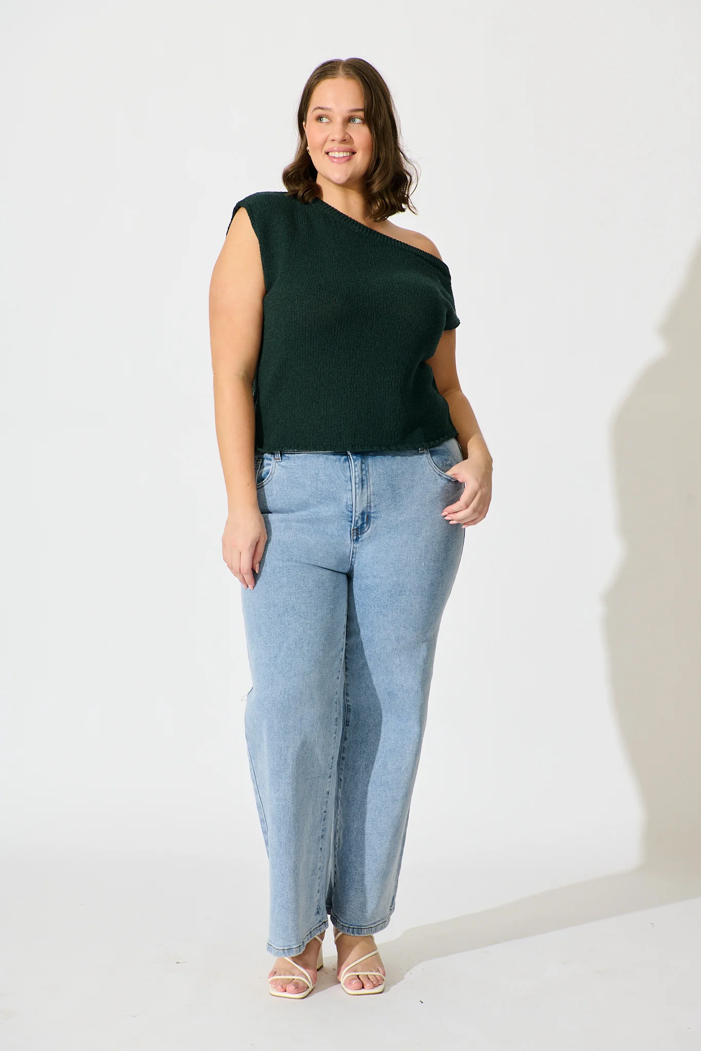 Elsie Knit Top in Emerald Cotton Blend - Image 5