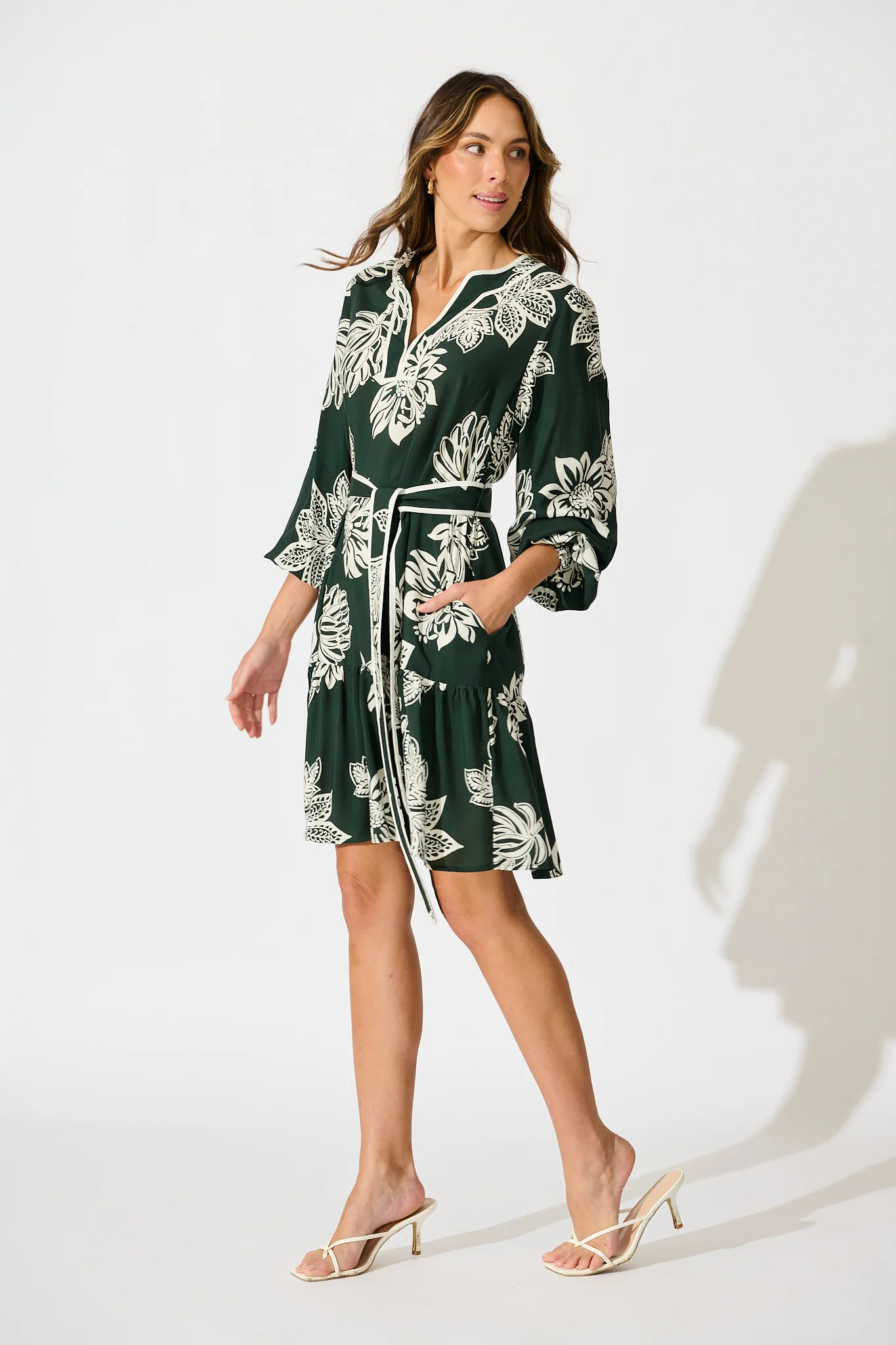 Embrace Dress in Emerald White Floral - Image 3