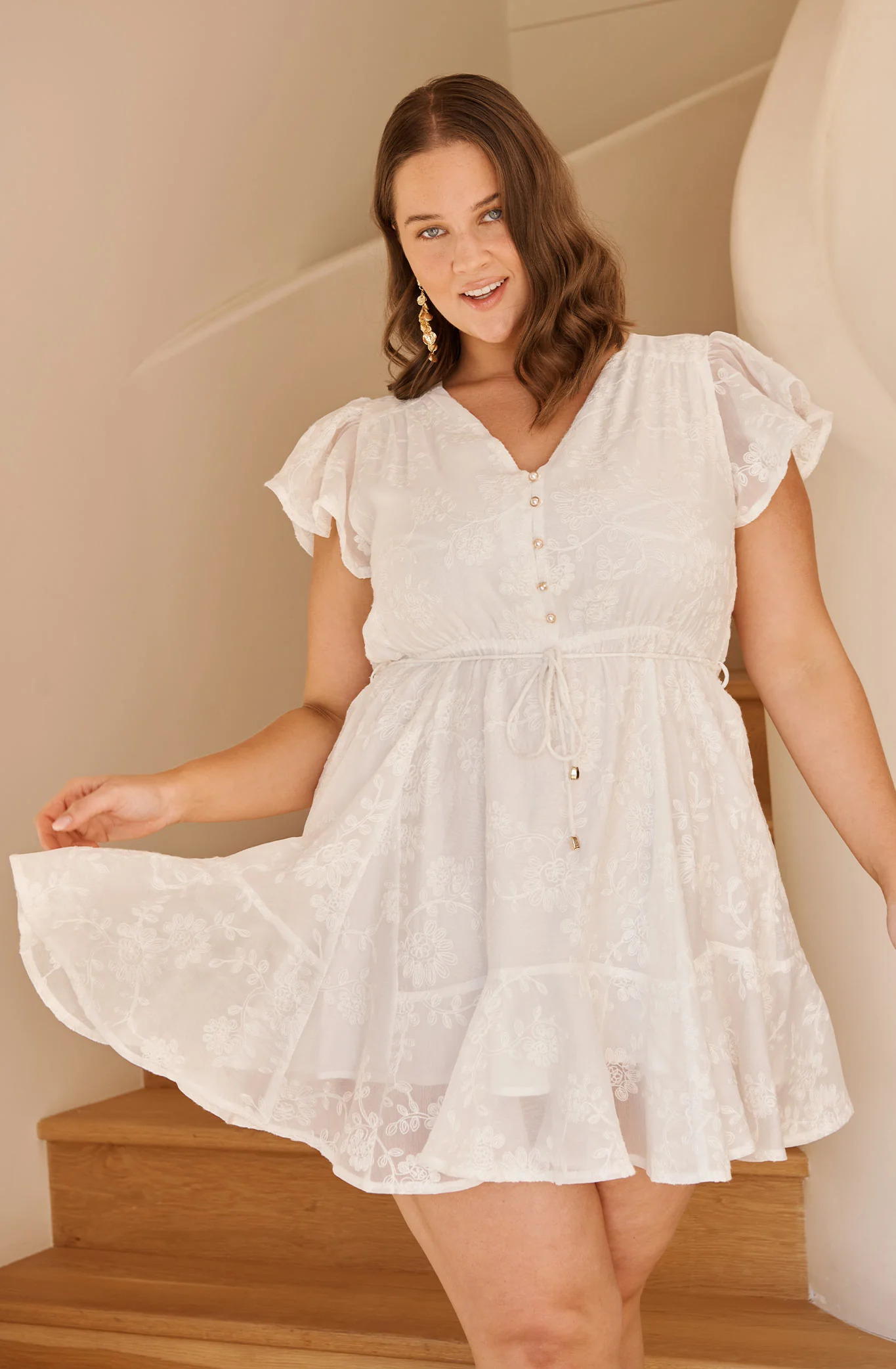 Embroidered Grace Dress in White - Image 5
