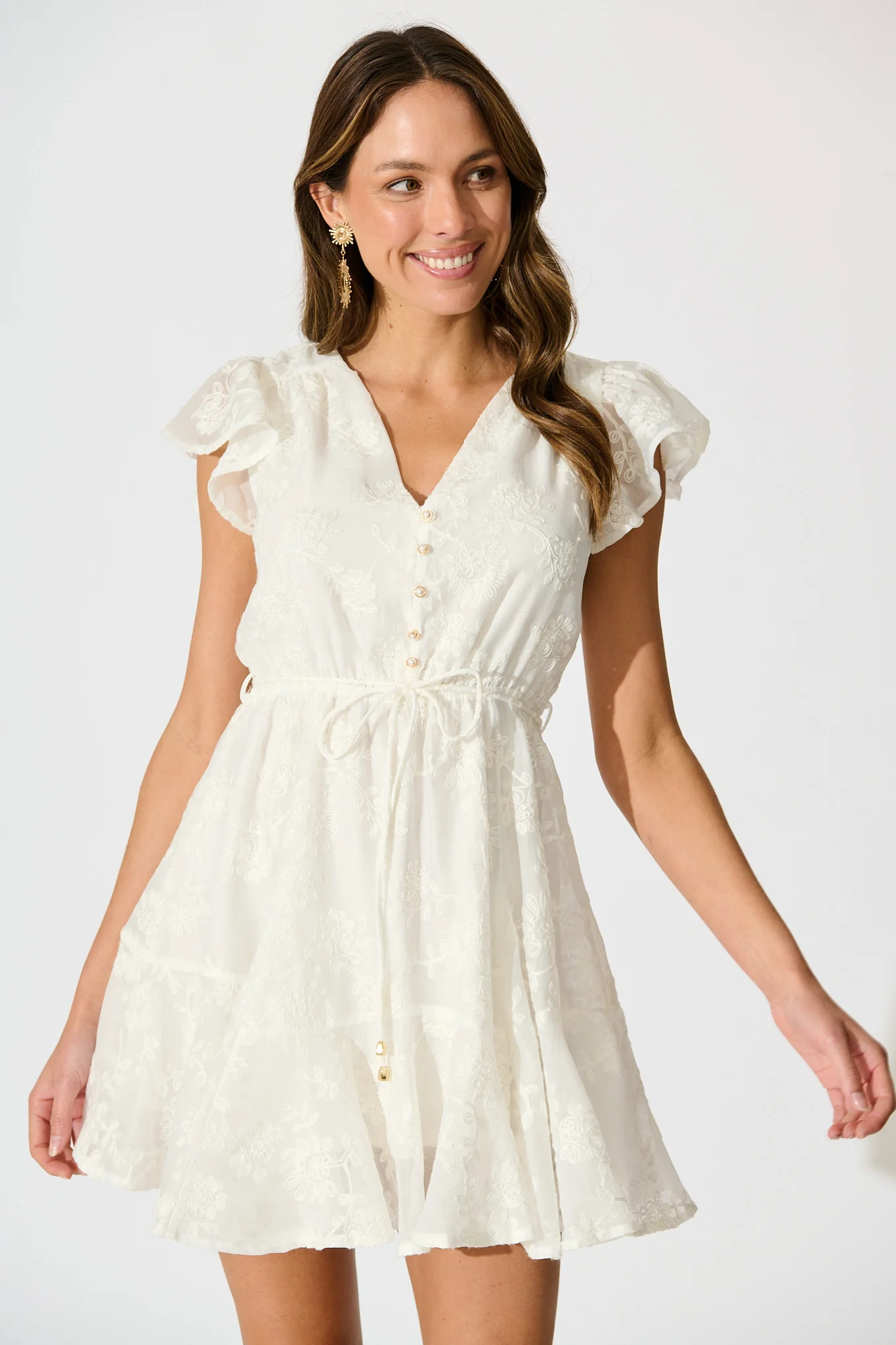 Embroidered Grace Dress in White - Image 6