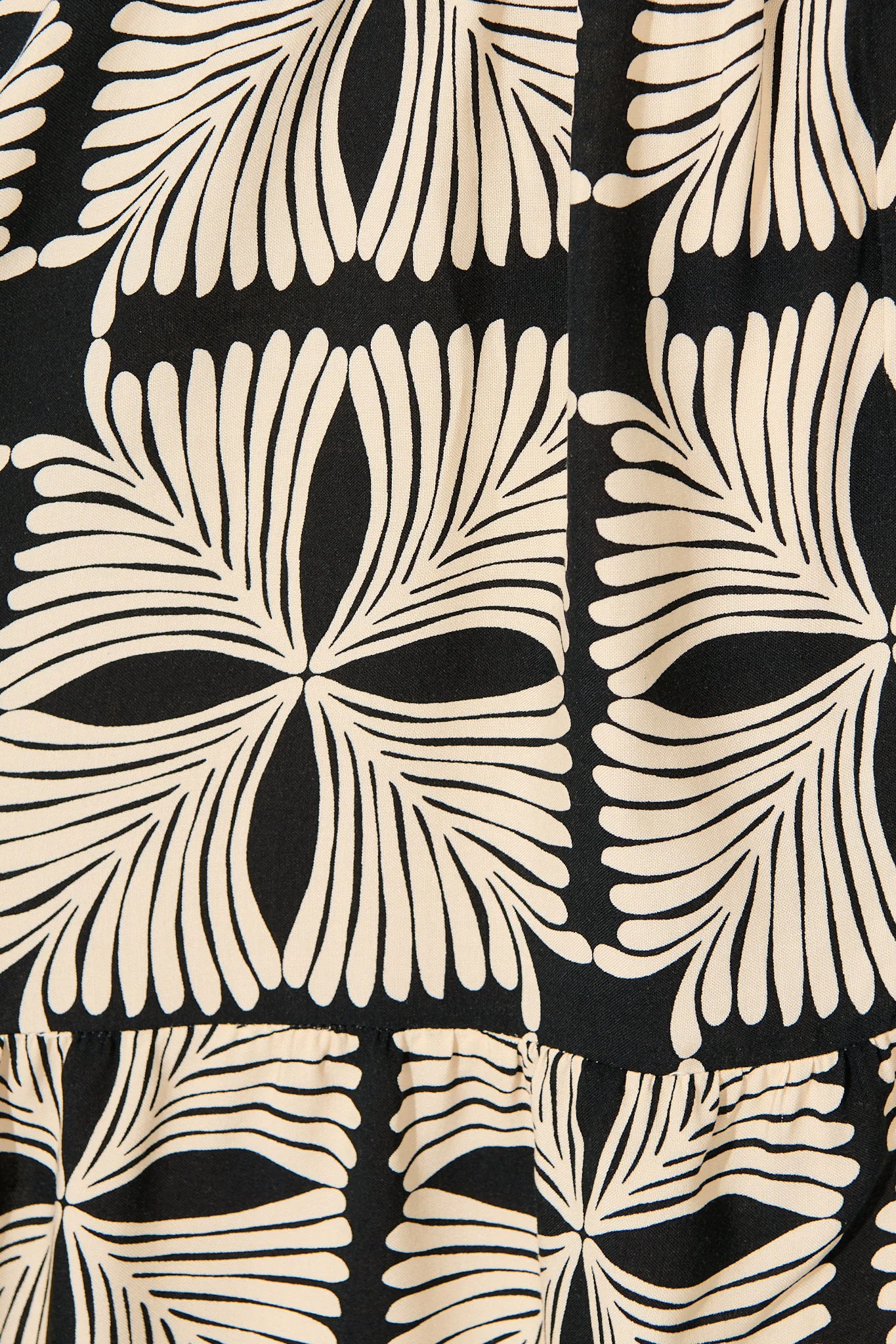 Emelyn Smock Dress in Cream with Black Tile Print - Image 6