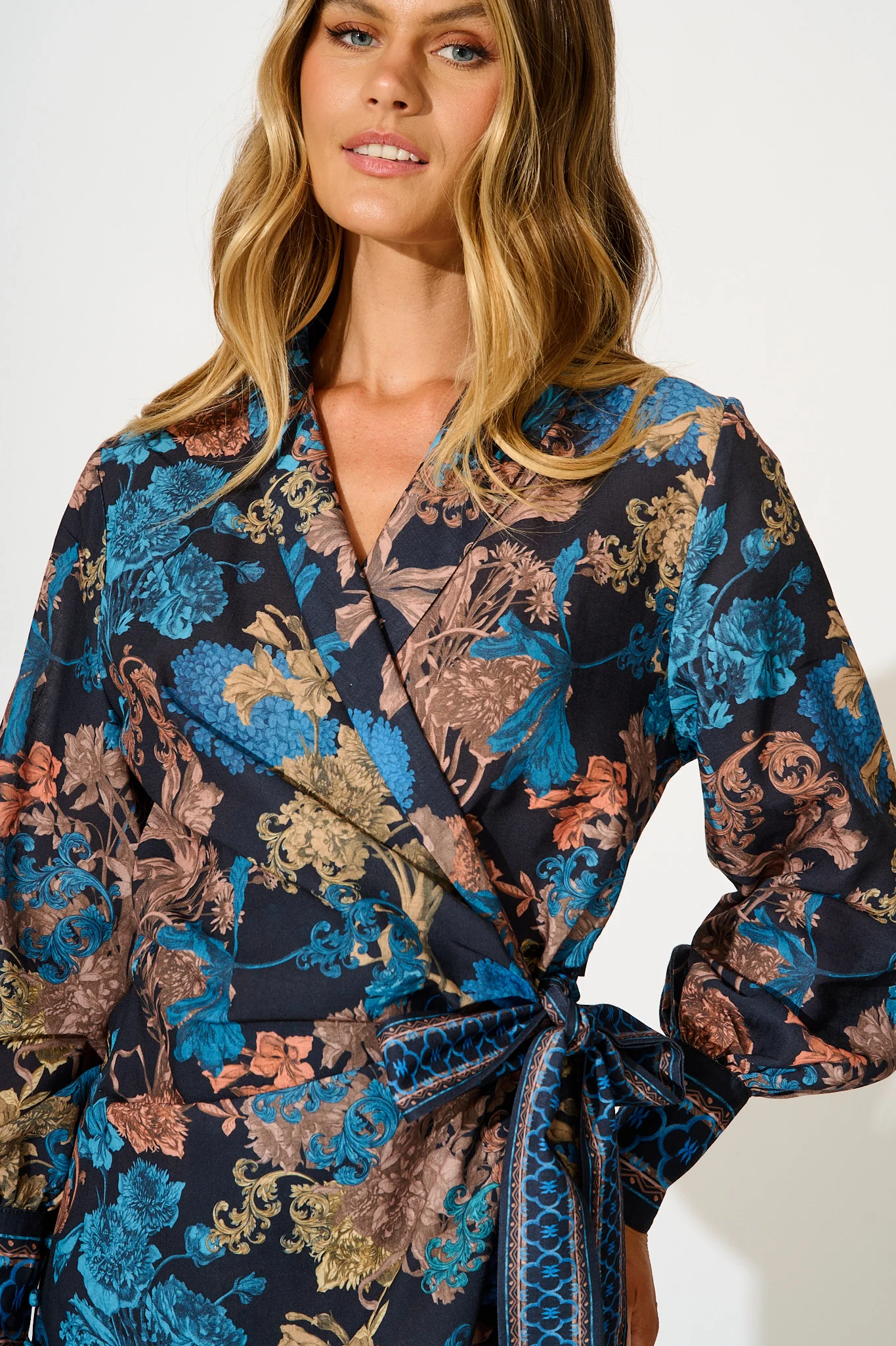 Enchanted Garden Dress in Black Multi Floral Linen Blend - Image 5