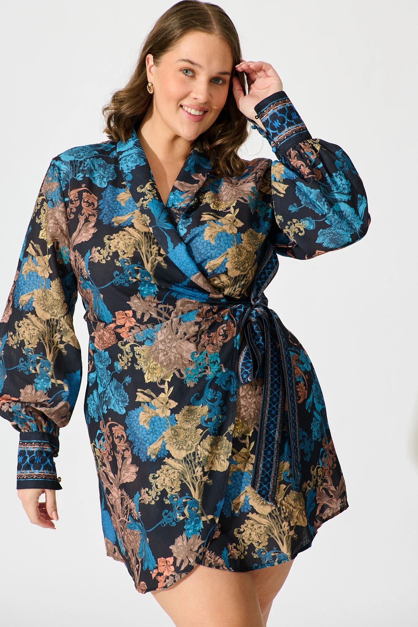 Enchanted Garden Dress in Black Multi Floral Linen Blend - Image 8