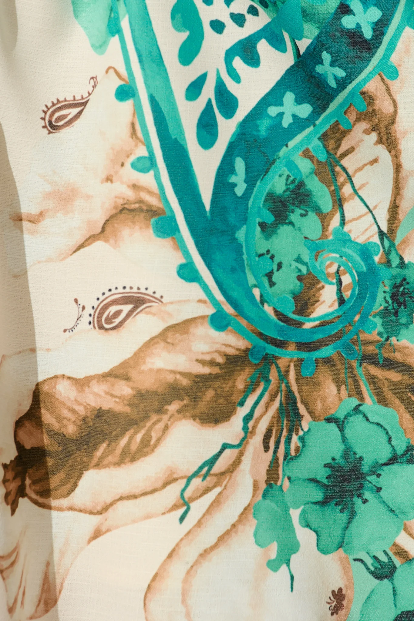 Enchanted Oasis Dress in Cream with Jade Print Linen Blend - Image 8