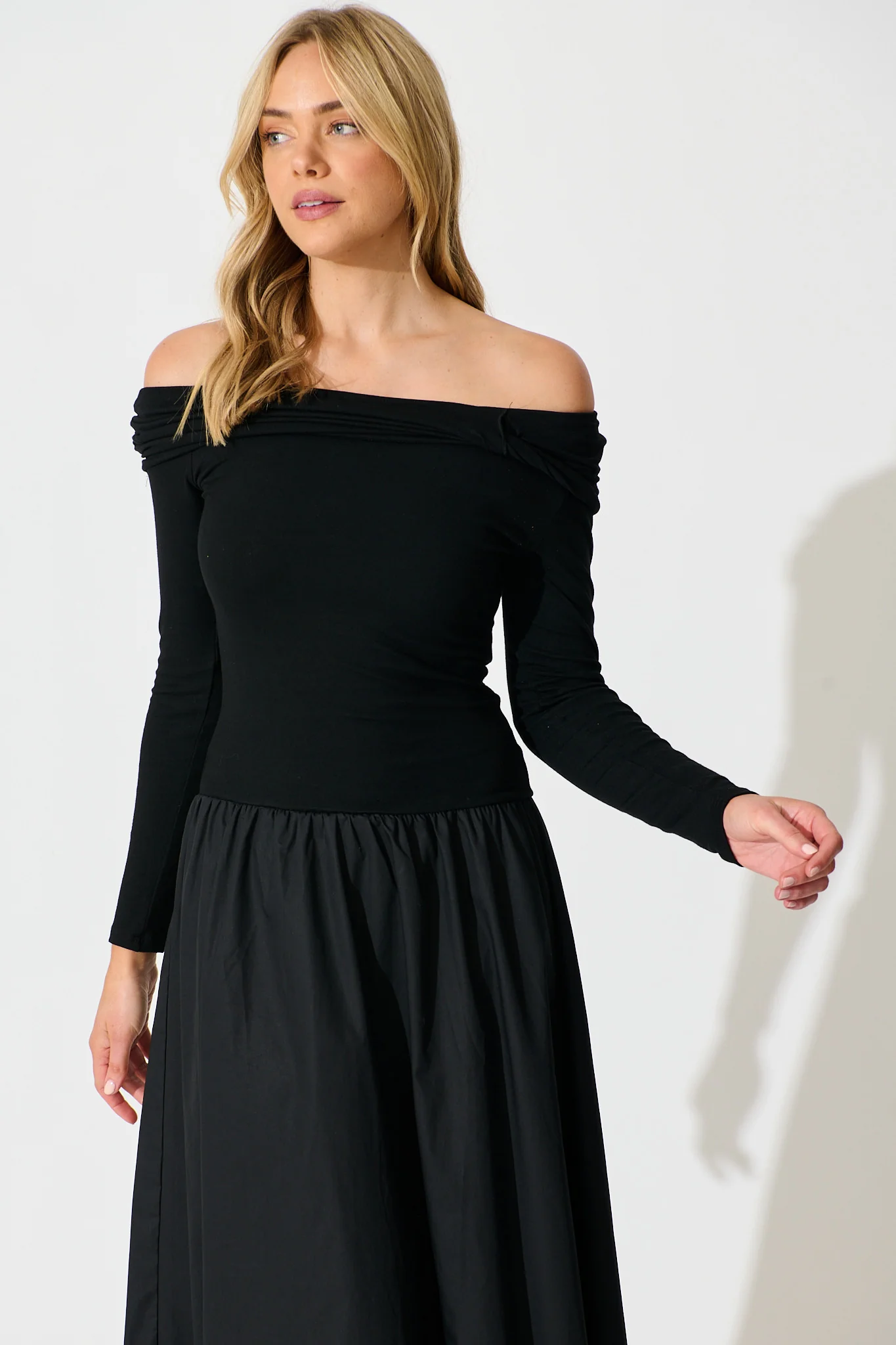 Endless Desire Off Shoulder Maxi Dress in Black - Image 2