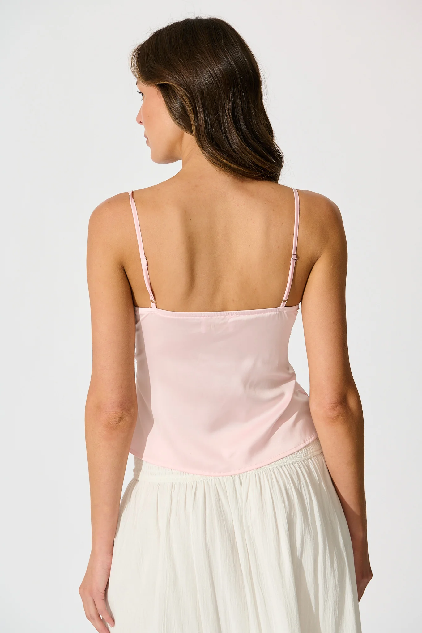 Esta Lace Cami Top in Pink Satin - Image 3