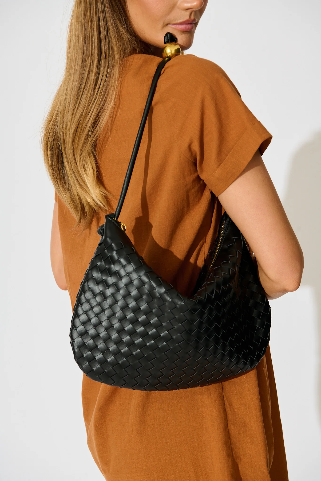 Esther Shoulder Bag in Black PU - Image 2