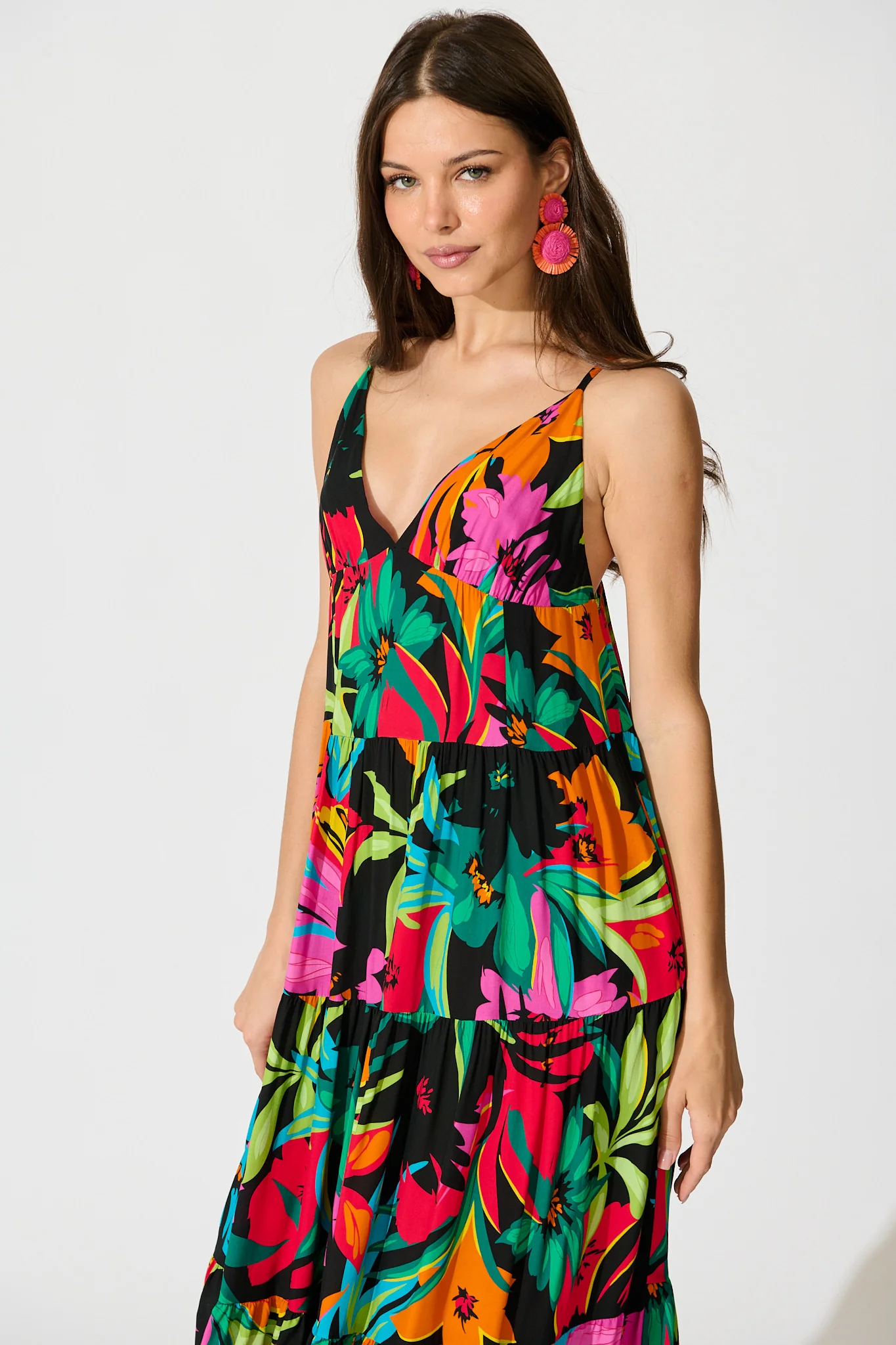 Evangelina Maxi Sundress In Black Multi Floral - Image 2