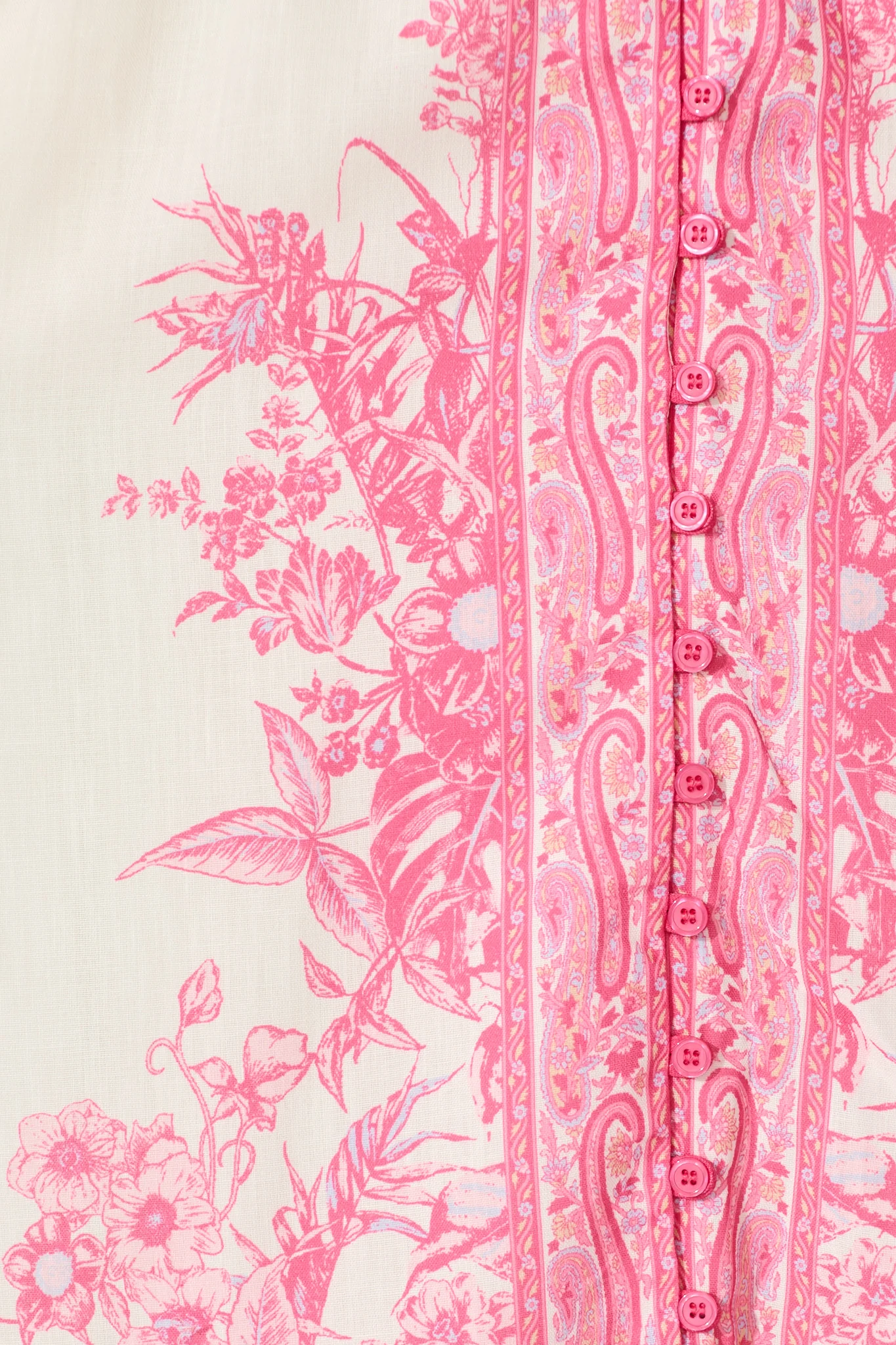 Evilia Maxi Dress in Cream with Pink Floral Linen Blend - Image 6
