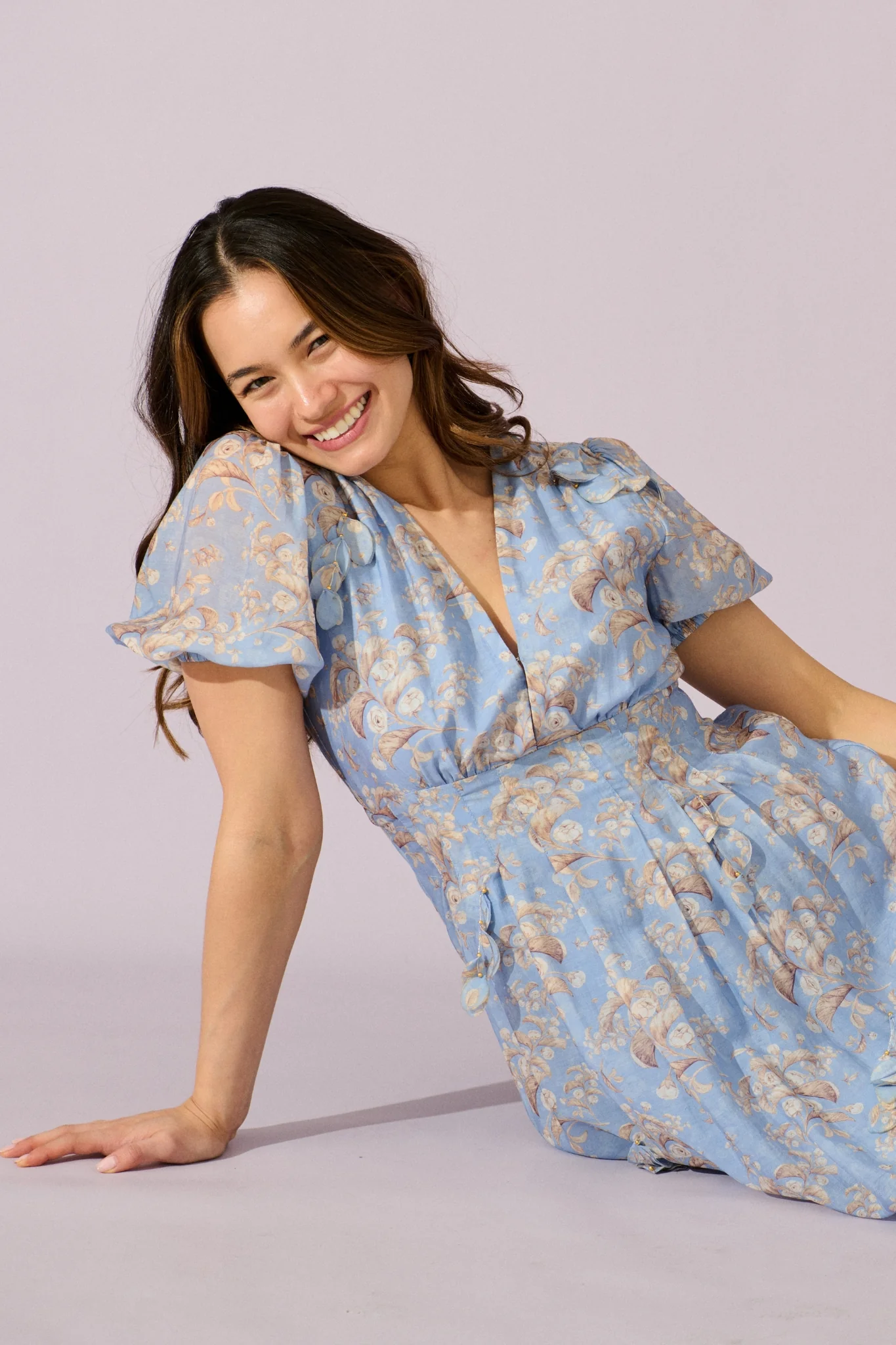 Faded Botanica Maxi Dress in Blue Floral - Image 2