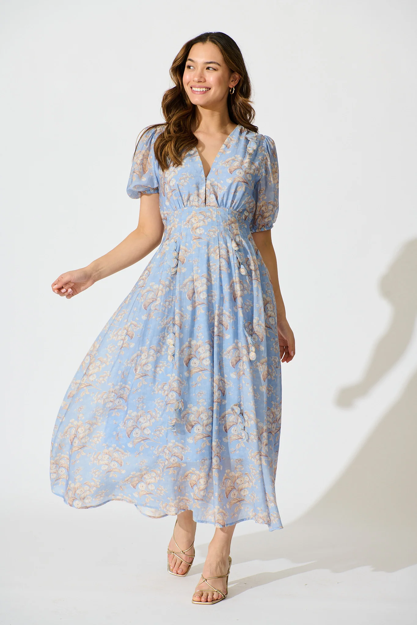 Faded Botanica Maxi Dress in Blue Floral - Image 3