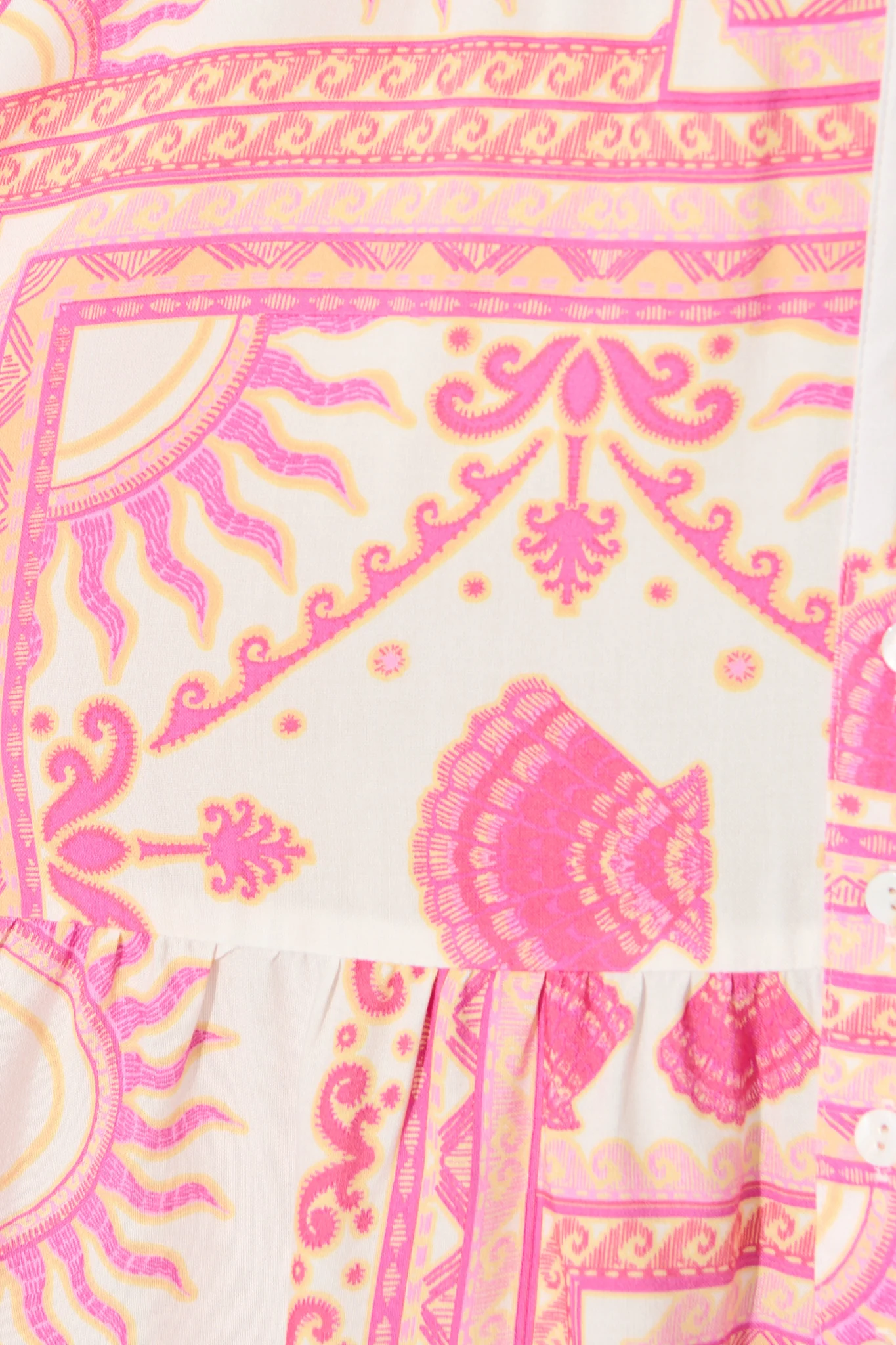 Falicia Smock Dress in White with Multi Pink Print - Image 6
