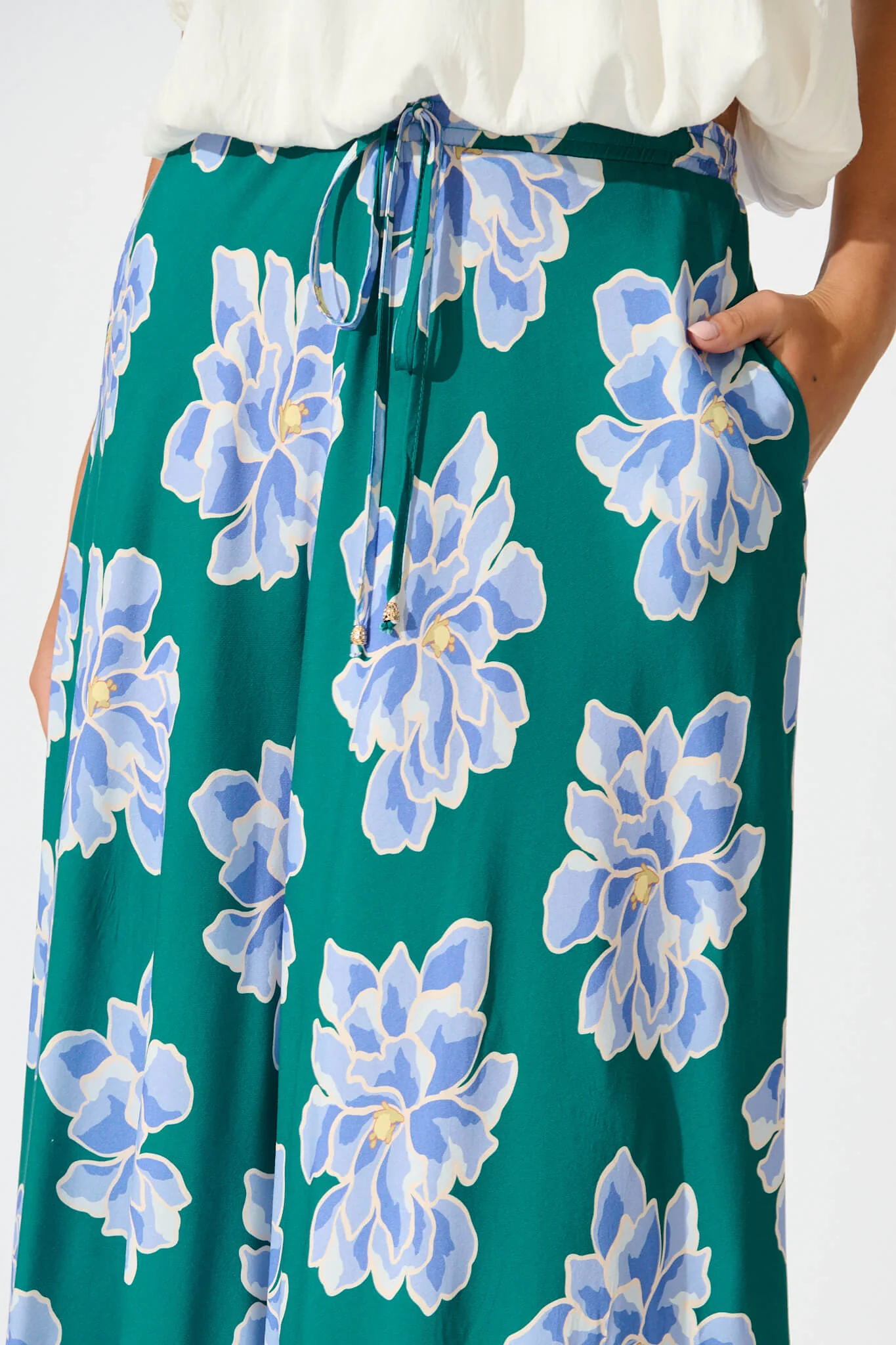 Farrell Maxi Skirt In Emerald With Blue Floral - Image 5