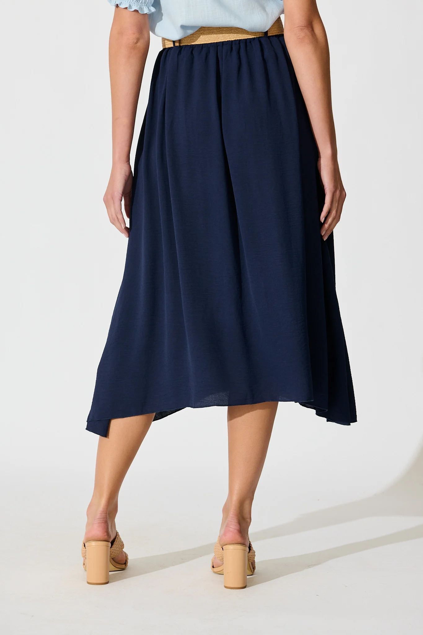 Fawn Maxi Skirt with Belt in Navy - Image 3