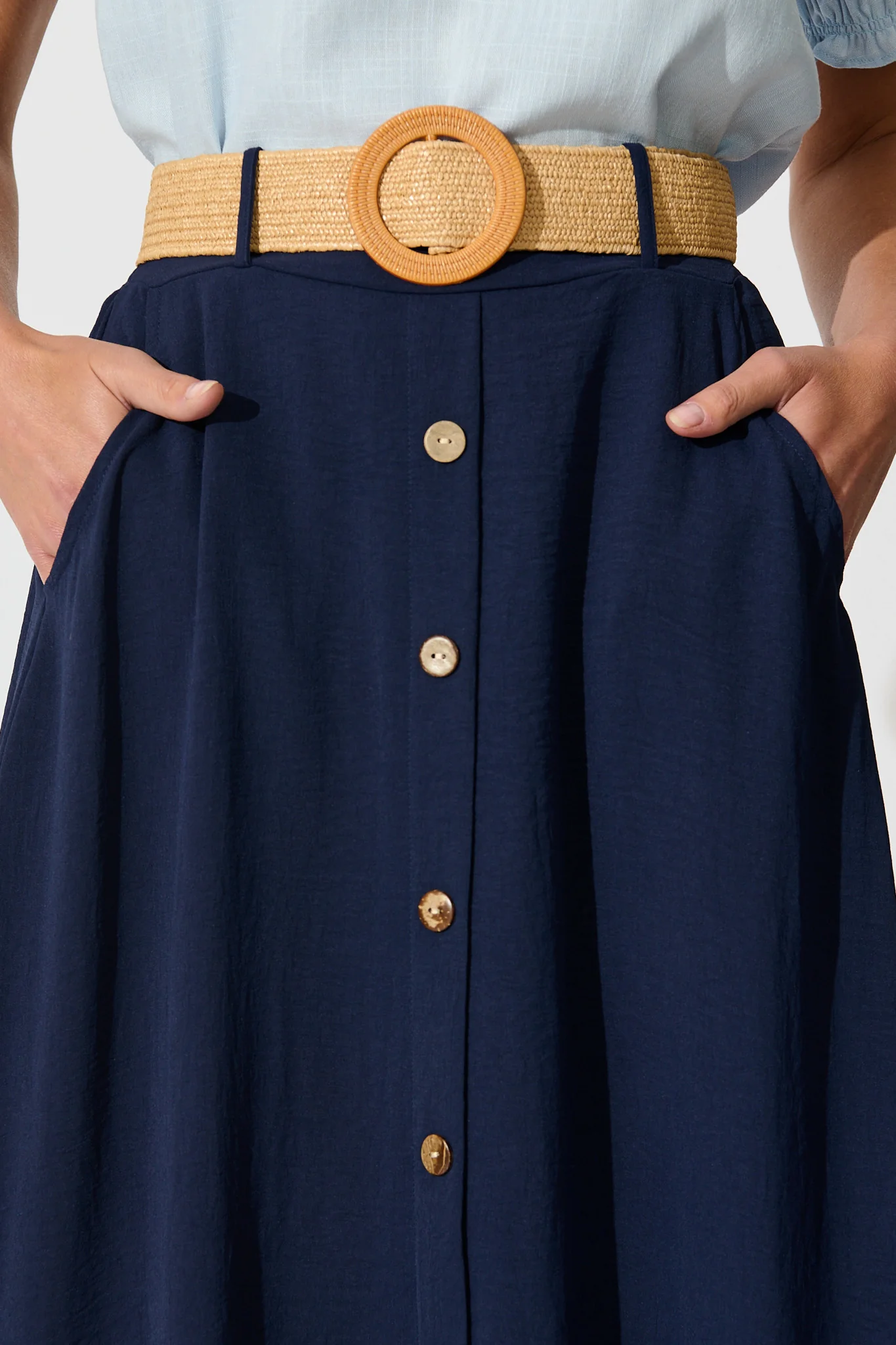 Fawn Maxi Skirt with Belt in Navy - Image 5