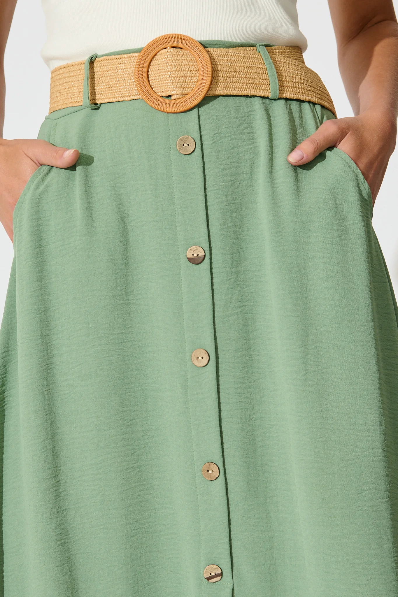 Fawn Maxi Skirt with Belt in Sage - Image 5