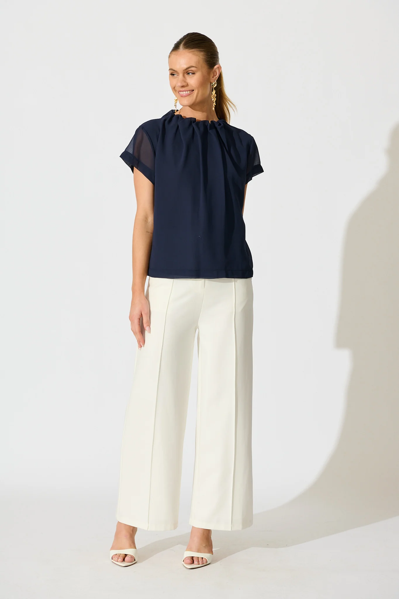 Fayra Top in Navy Chiffon - Image 4