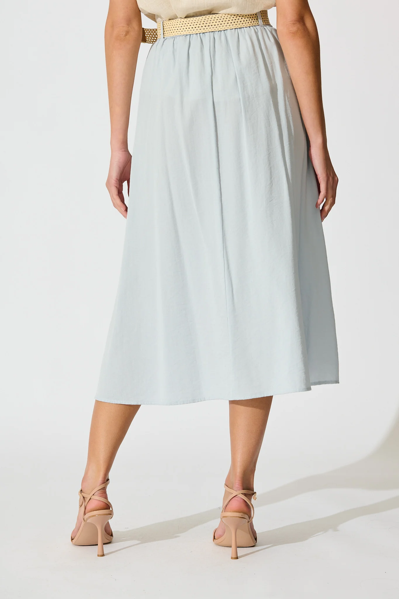 Fenella Maxi Skirt in Light Blue Linen Cotton Blend - Image 3
