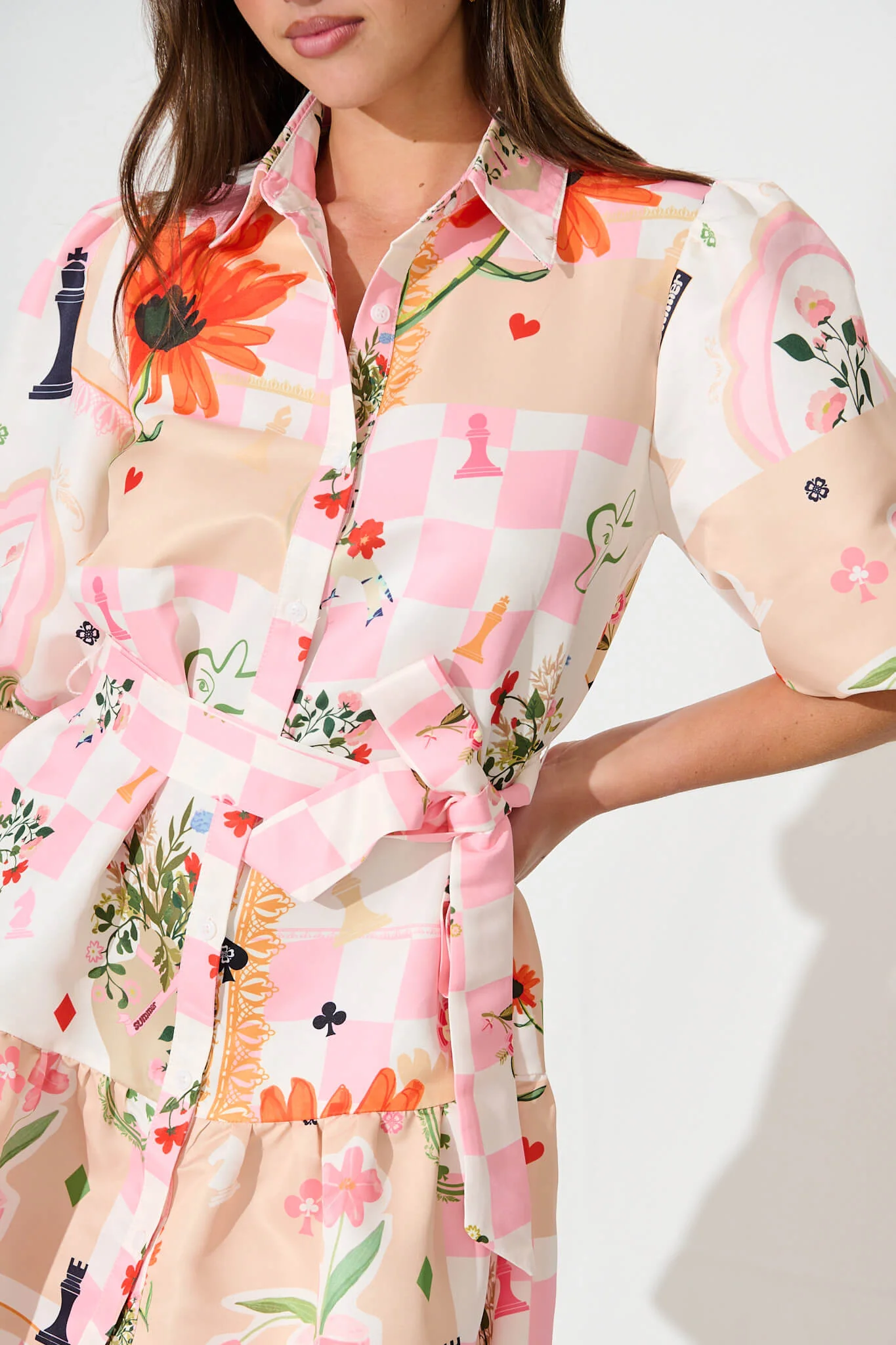 Fione Shirt Dress In Multi With Pink Floral - Image 5