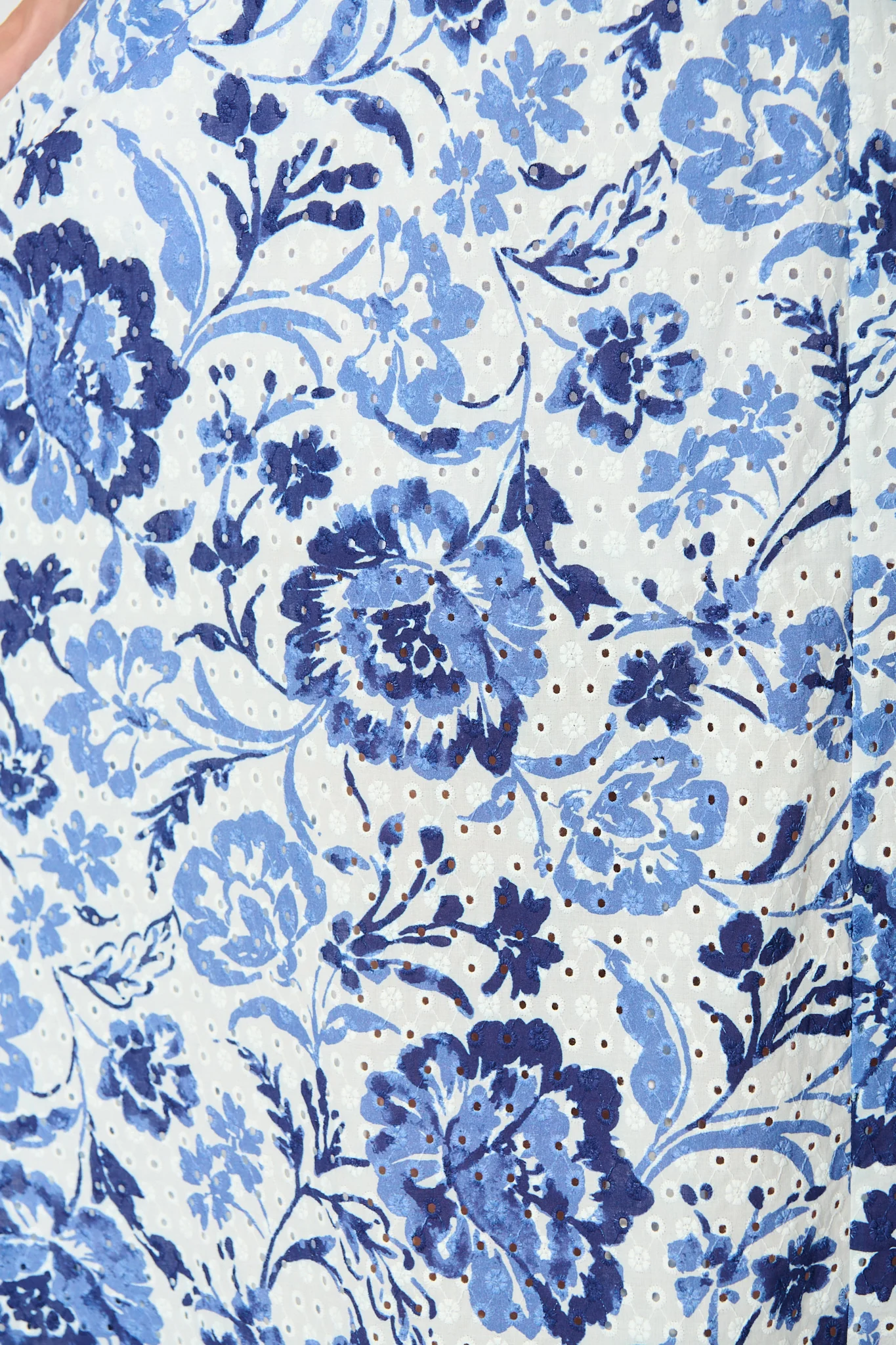 Florabel Maxi Skirt in White with Blue Floral Embroidery - Image 6