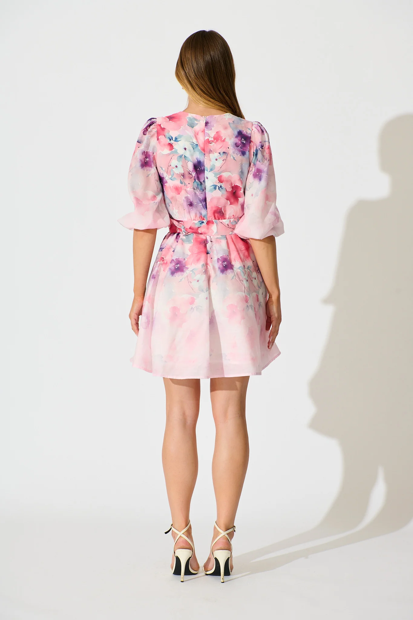 Floral Rhapsody Dress in Pink with Multi Floral Cotton Blend - Image 4