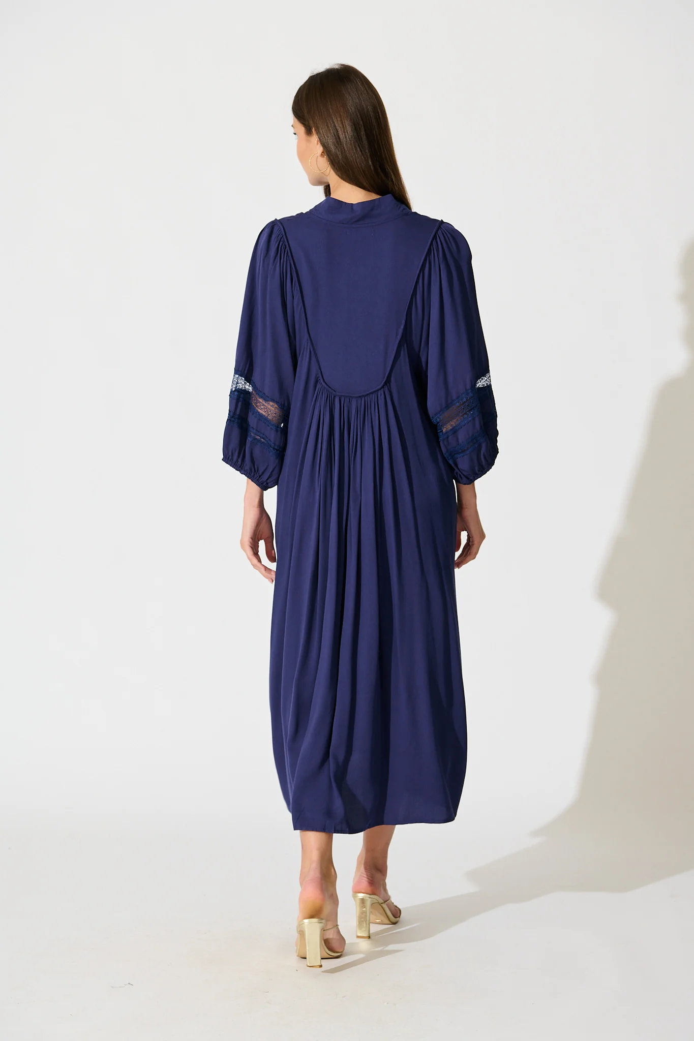 Flore Midi Smock Dress in Navy - Image 4