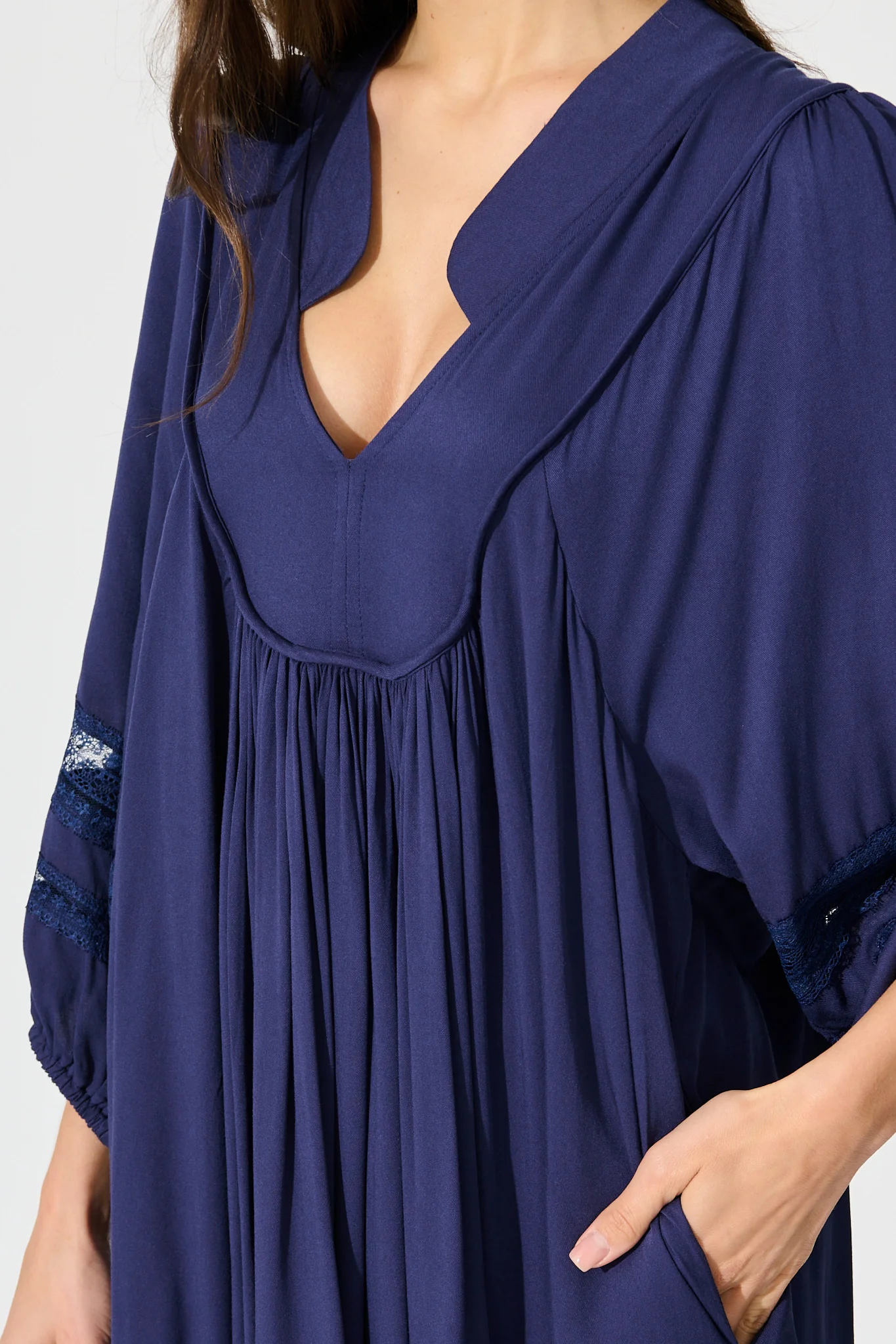 Flore Midi Smock Dress in Navy - Image 5