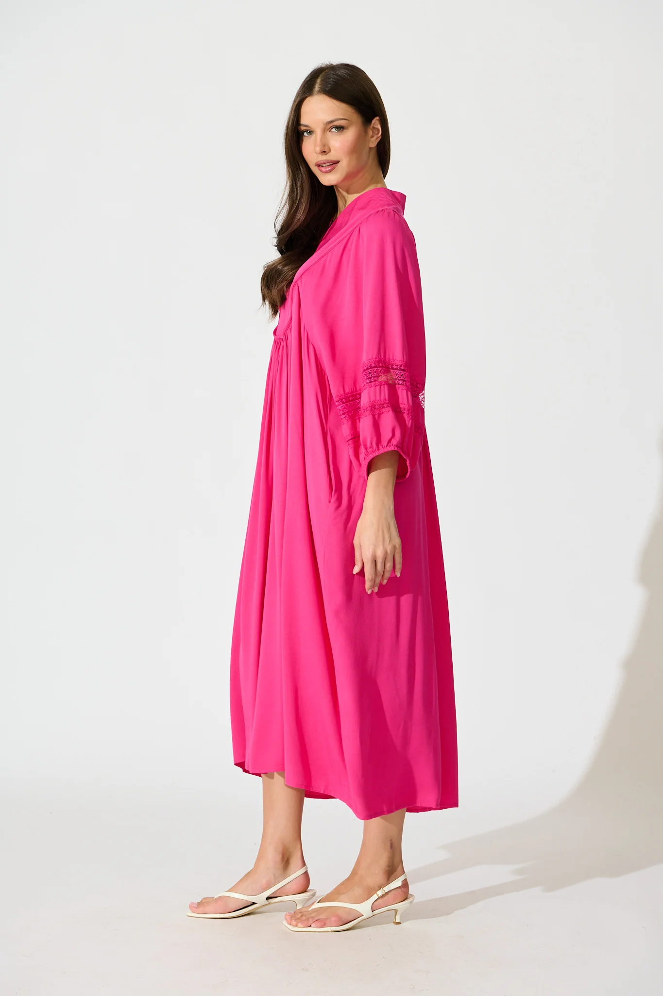 Flore Midi Smock Dress in Pink - Image 3