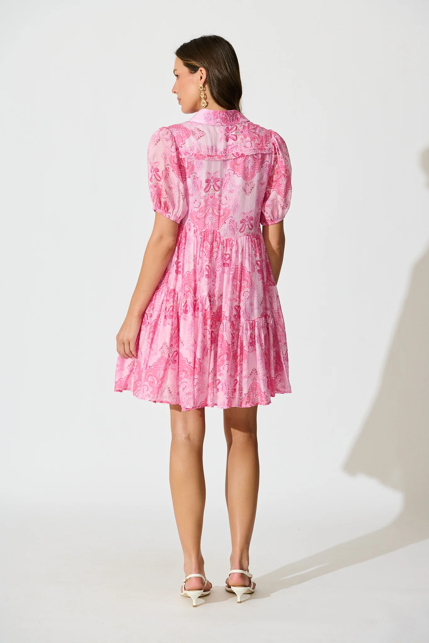 Flore Smock Dress in Pink Paisley Cotton Blend - Image 4