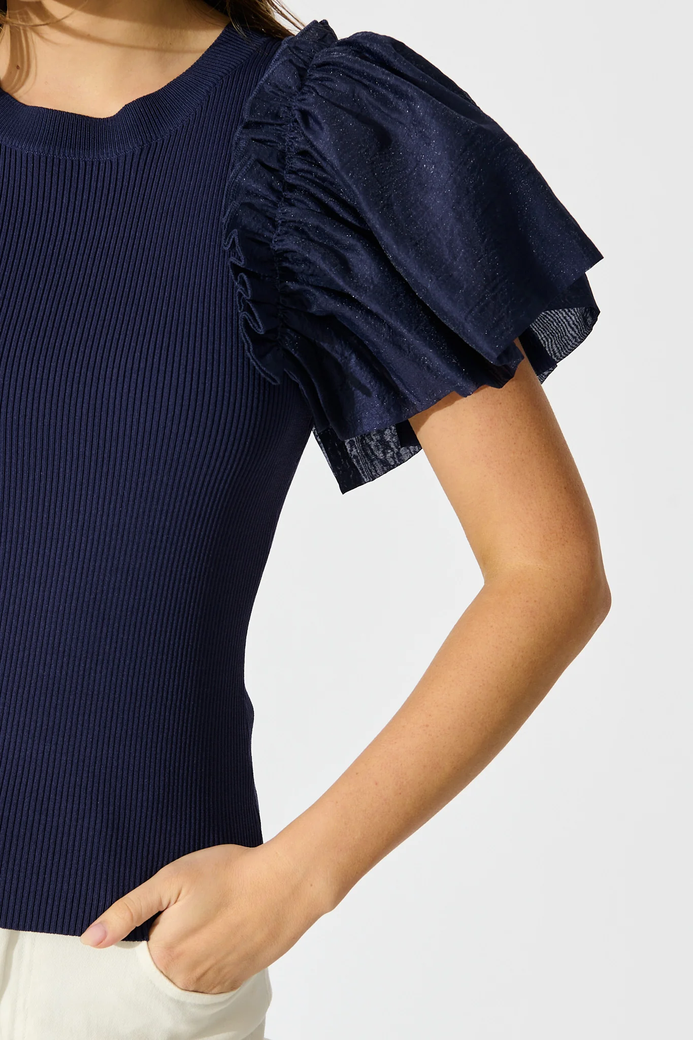Fly Away Knit Top in Navy - Image 4