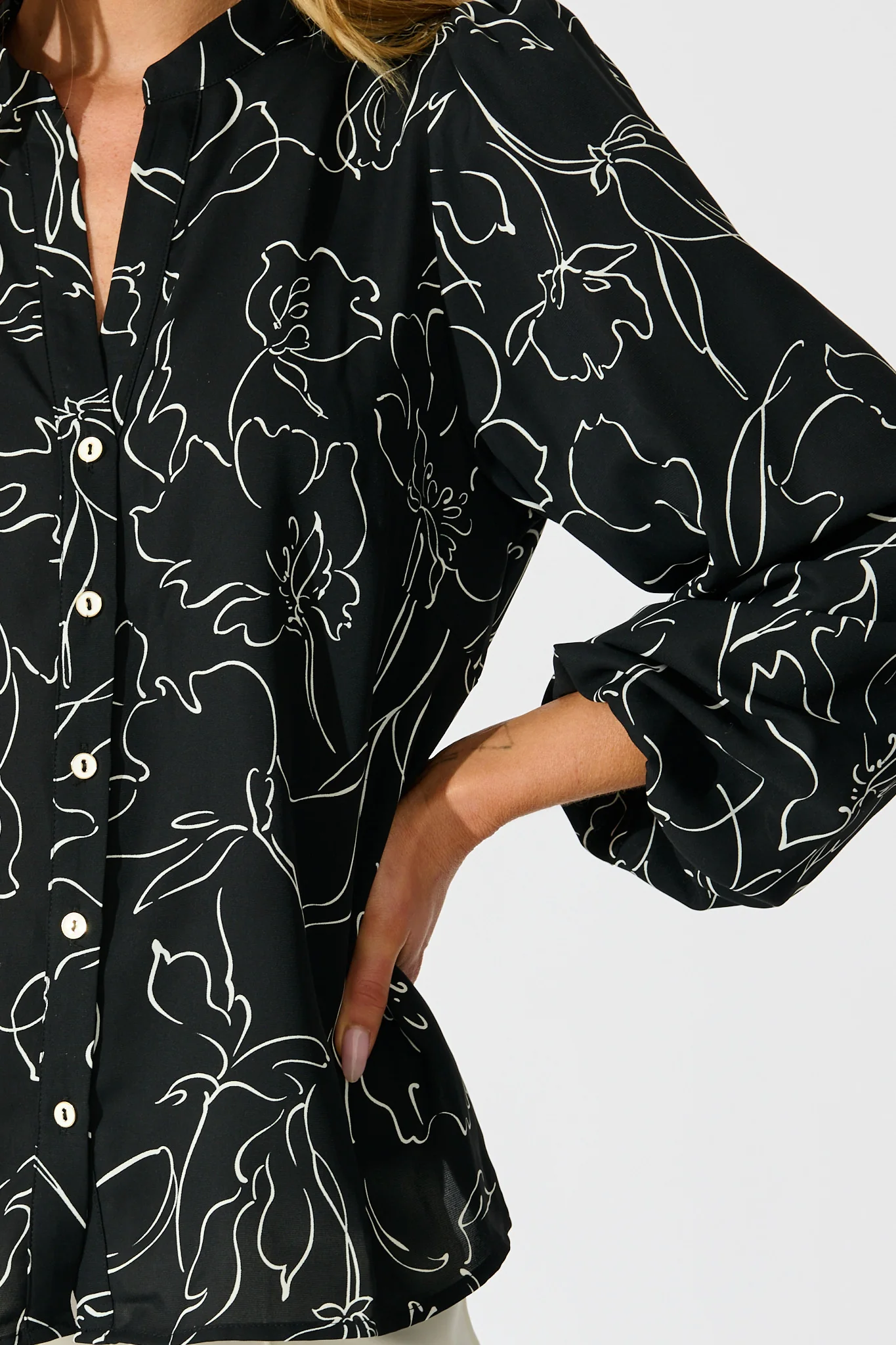 Fortune Top in Black and White Print - Image 5